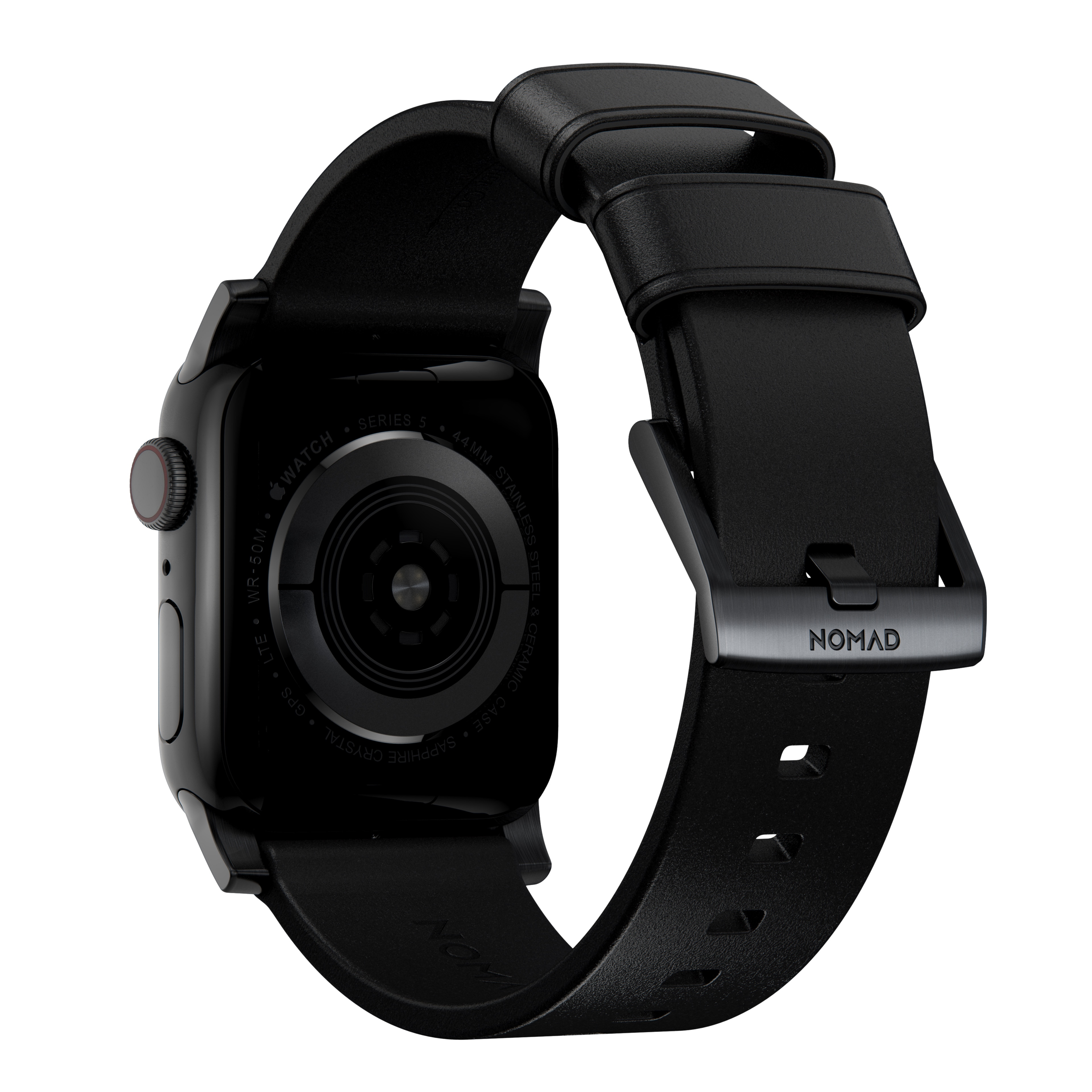 Apple Watch 45mm Series 8 Modern Band Horween Leather Black (Black Hardware)