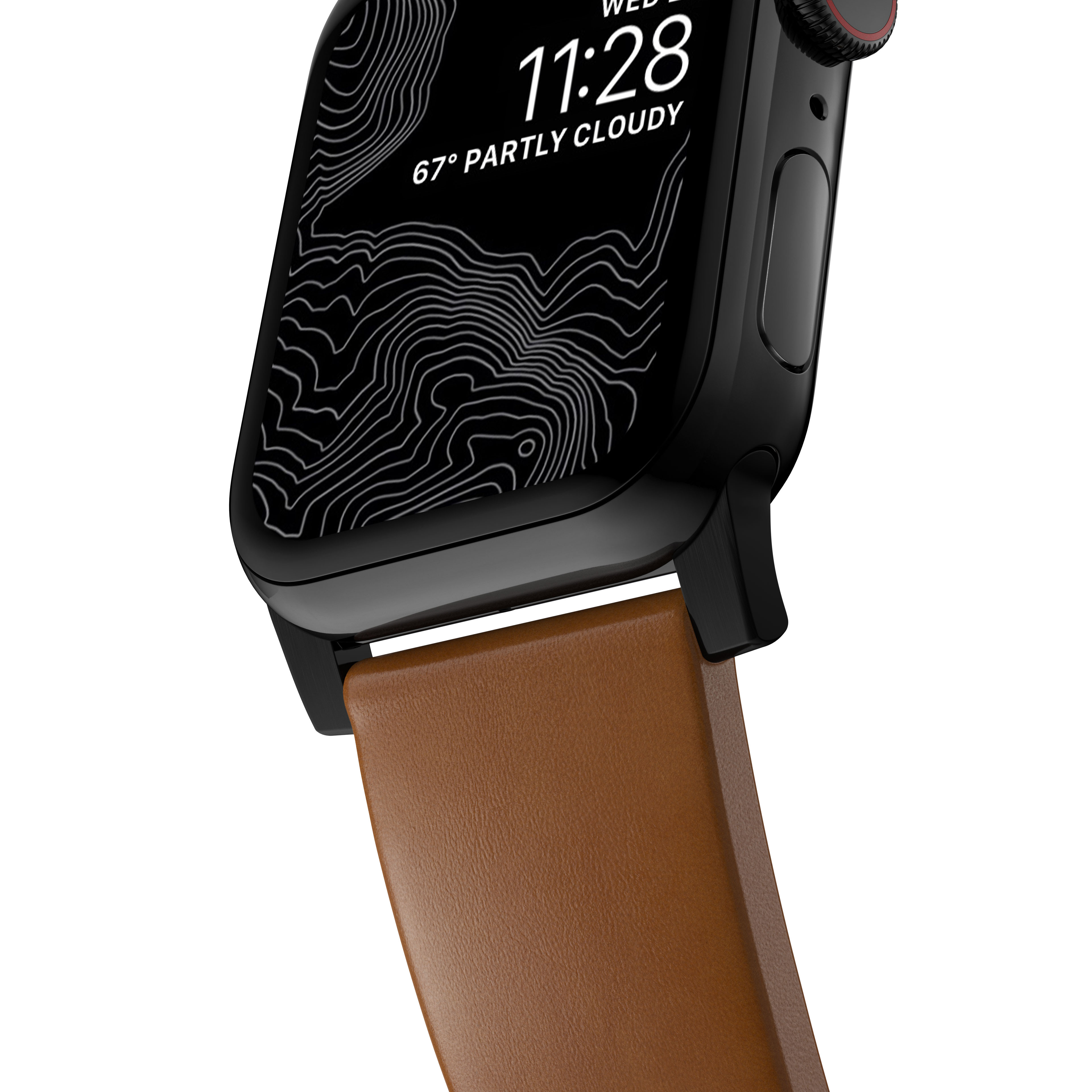 Apple Watch Ultra 49mm Modern Leather Band English Tan (Black Hardware)