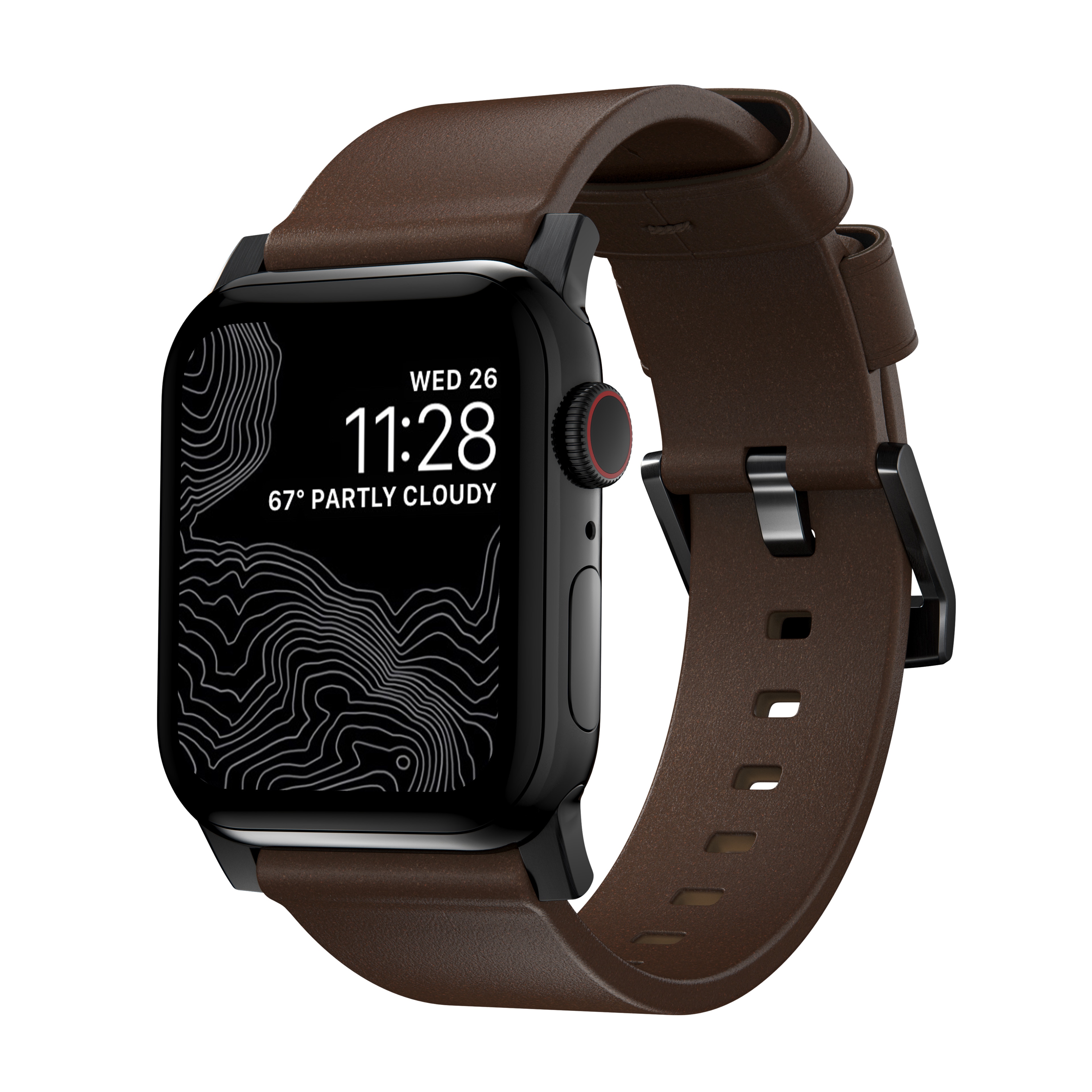 Apple Watch 41mm Series 9 Modern Band Horween Leather Rustic Brown (Black Hardware)