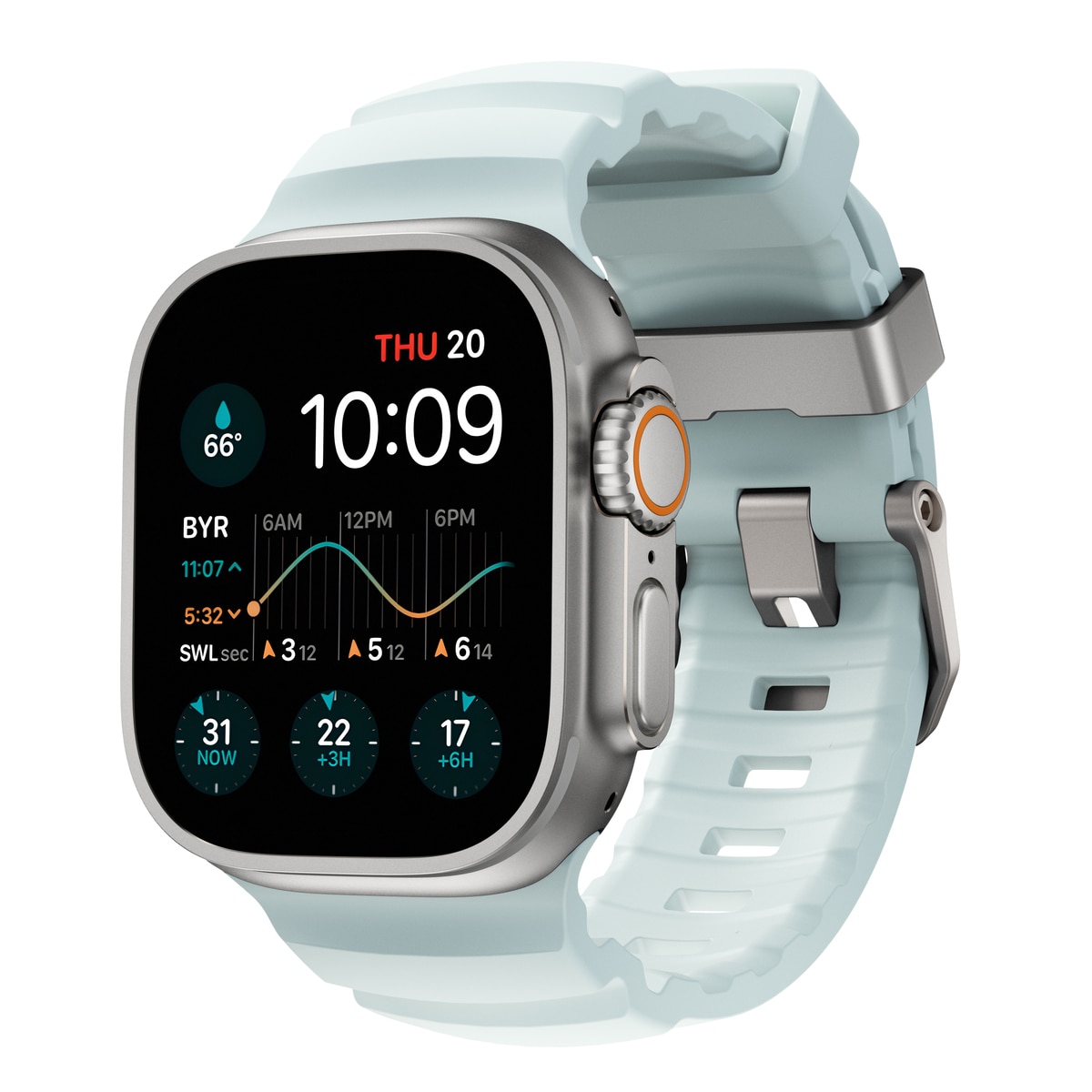 Apple Watch Ultra 49mm 2nd Gen Rocky Point Band Icy Blue Glow (Natural Hardware) - Limited edition