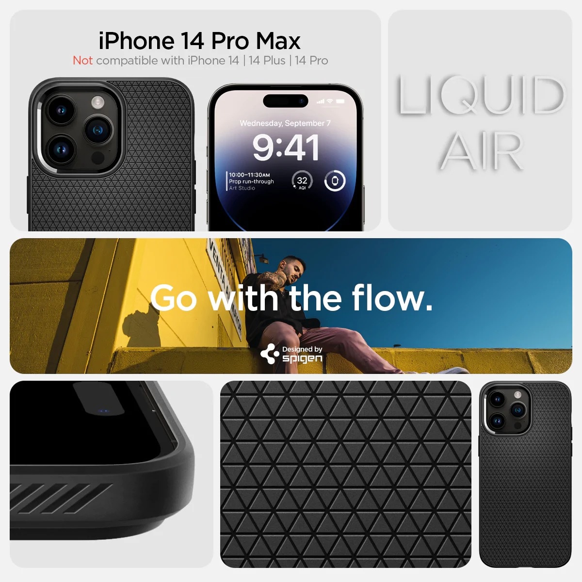 iPhone 14 Pro Max Case Liquid Air Black