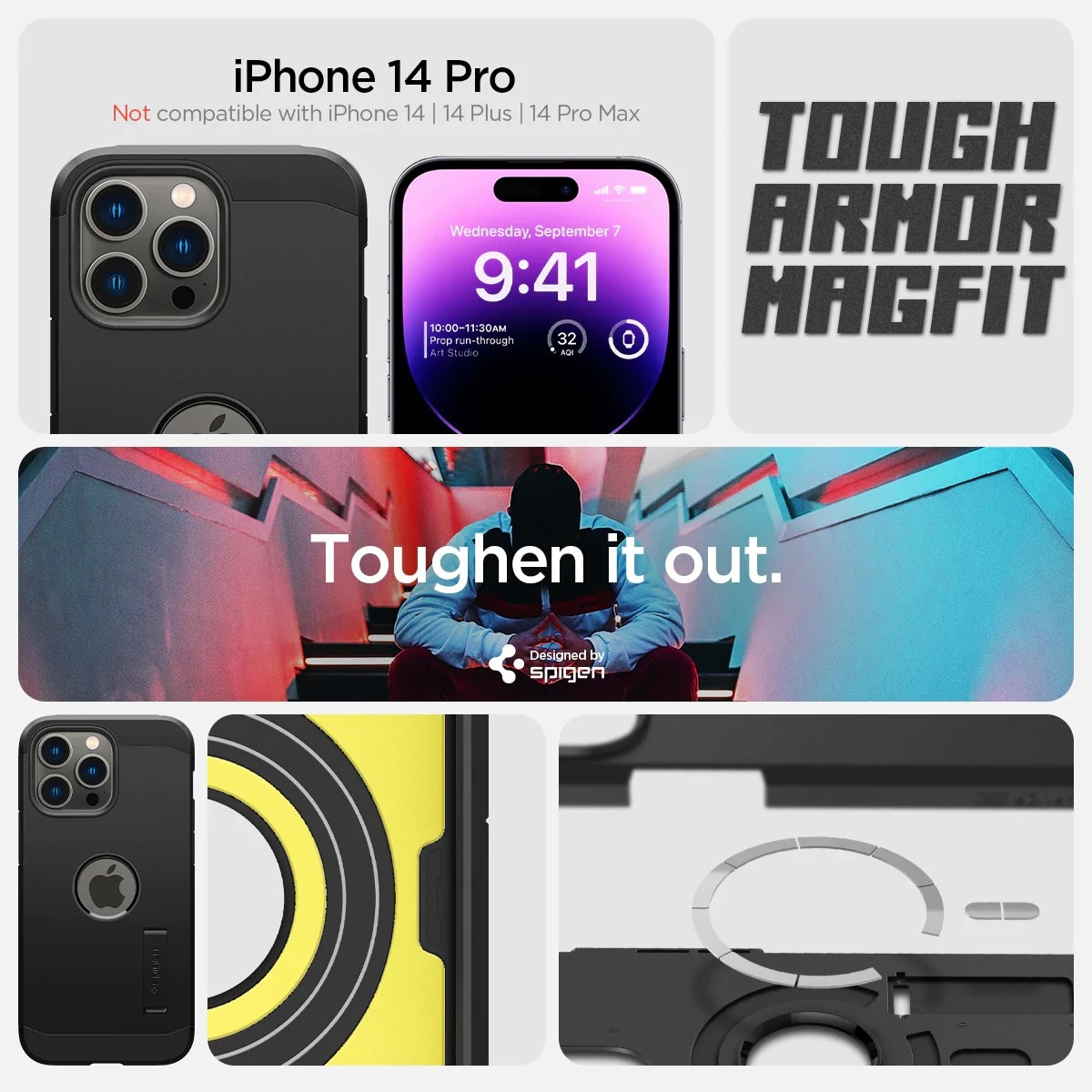 iPhone 14 Pro Case Tough Armor Mag Black