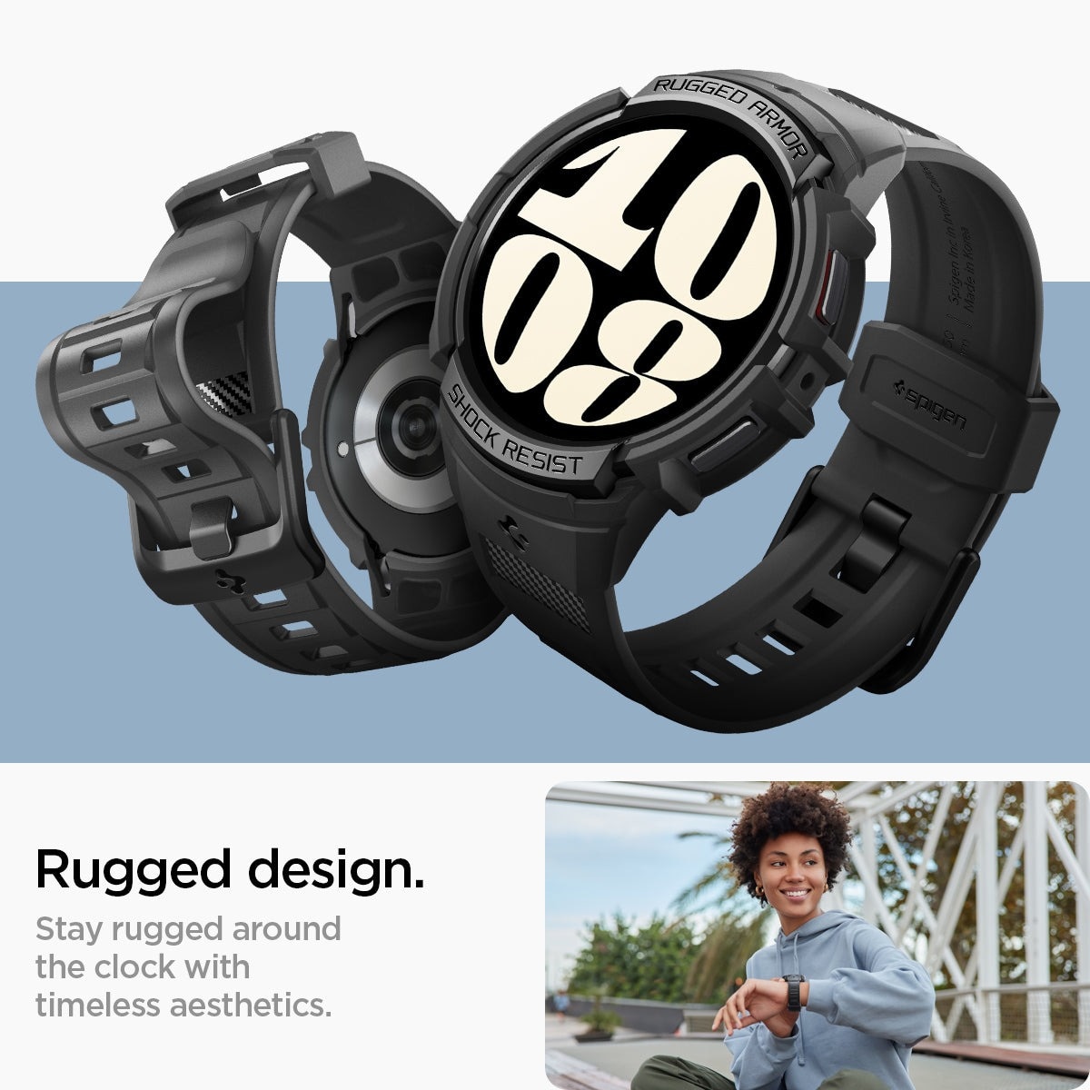Samsung Galaxy Watch 6 44mm Case Rugged Armor Pro musta