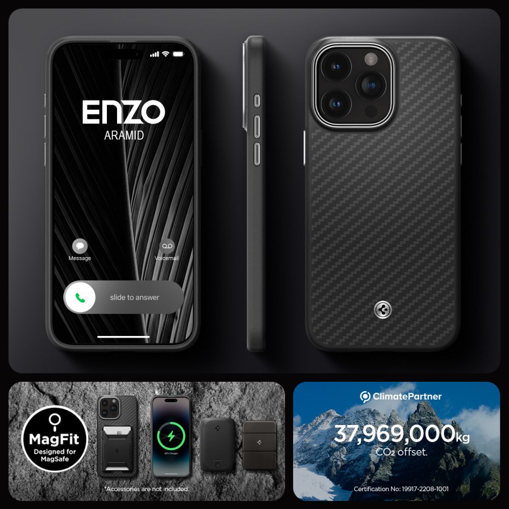 iPhone 15 Pro Kuori Enzo Aramid MagSafe Black