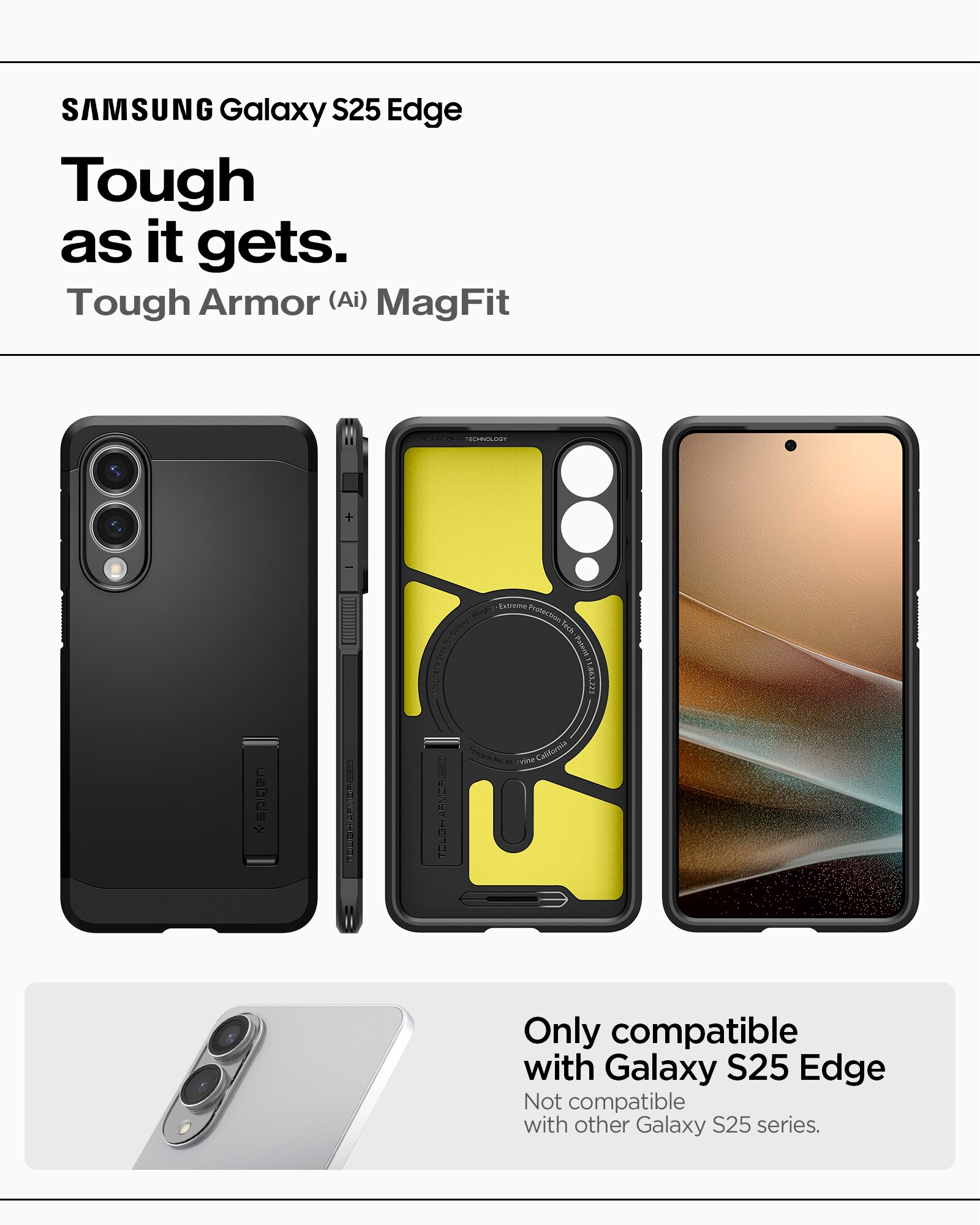 Samsung Galaxy S25 Edge Case Tough Armor MagSafe Black