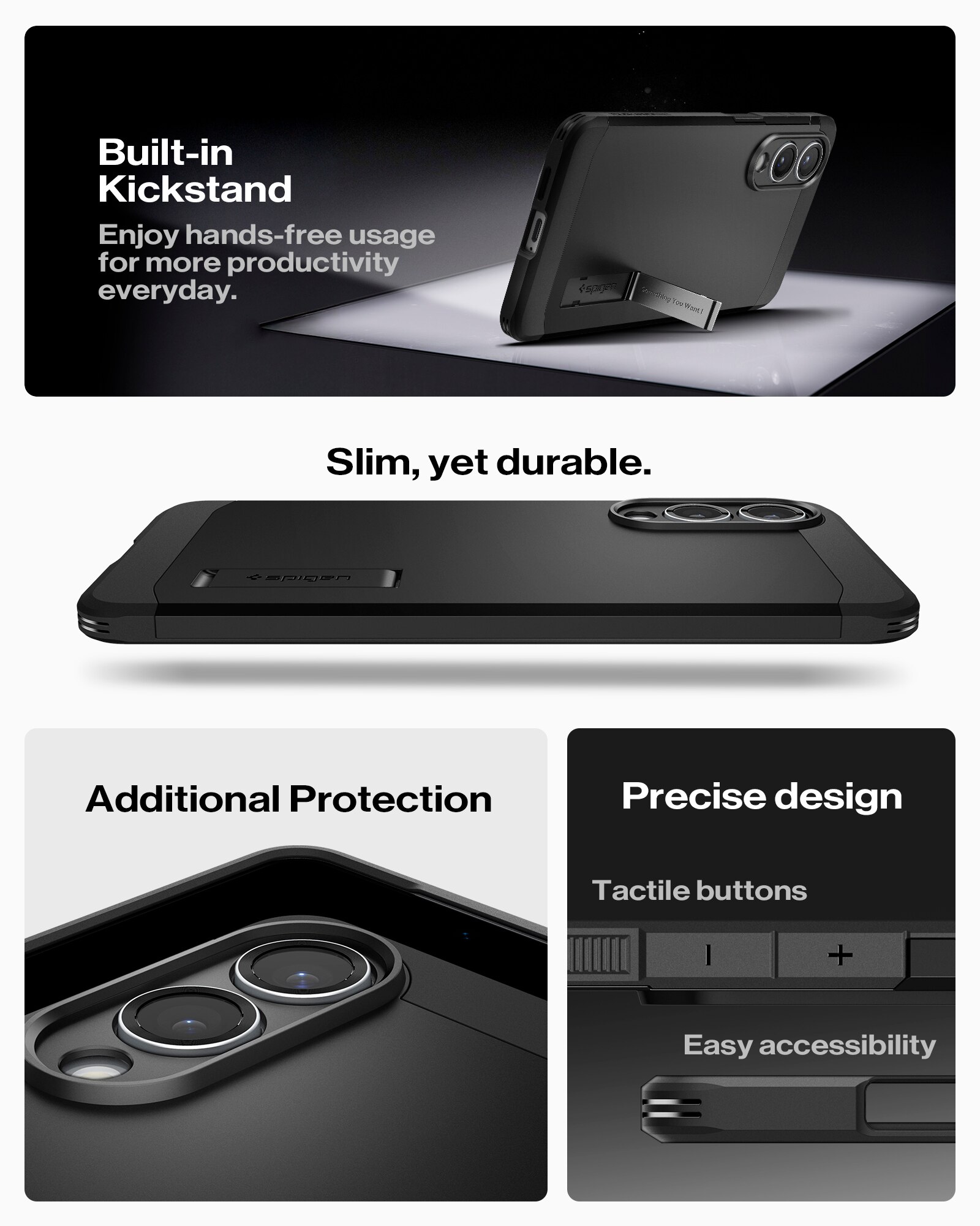 Samsung Galaxy S25 Edge Case Tough Armor MagSafe Black
