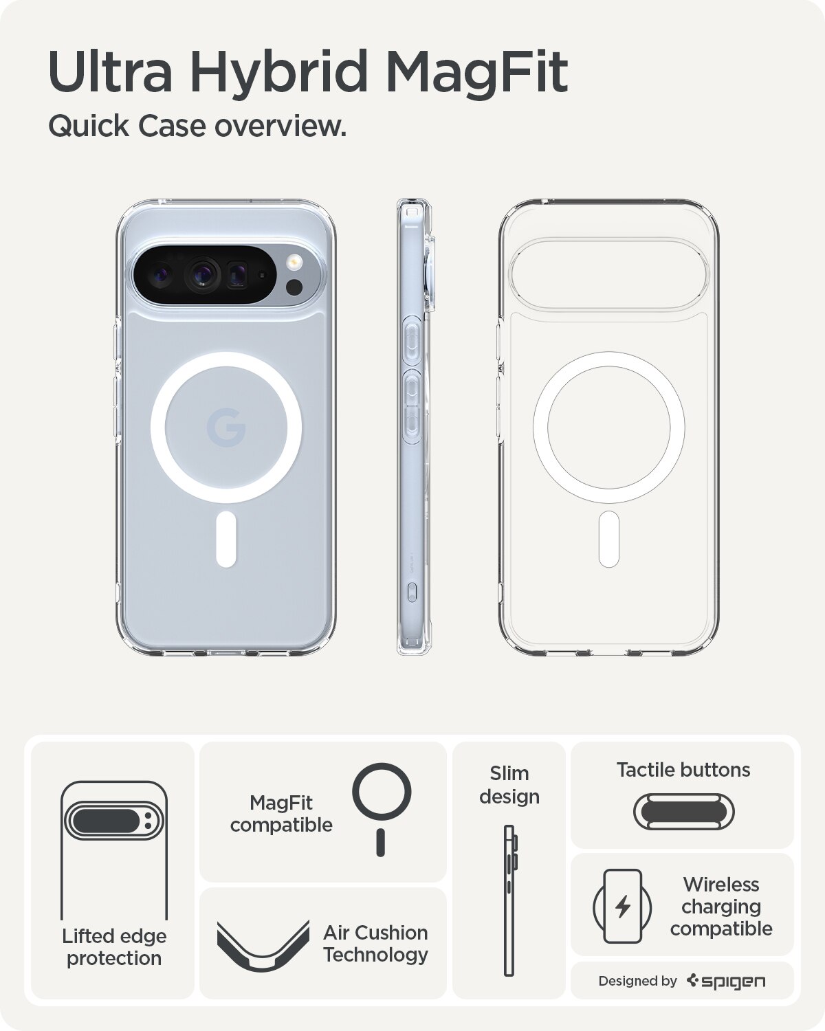 Case Ultra Hybrid MagSafe Google Pixel 10 Pro XL Clear White