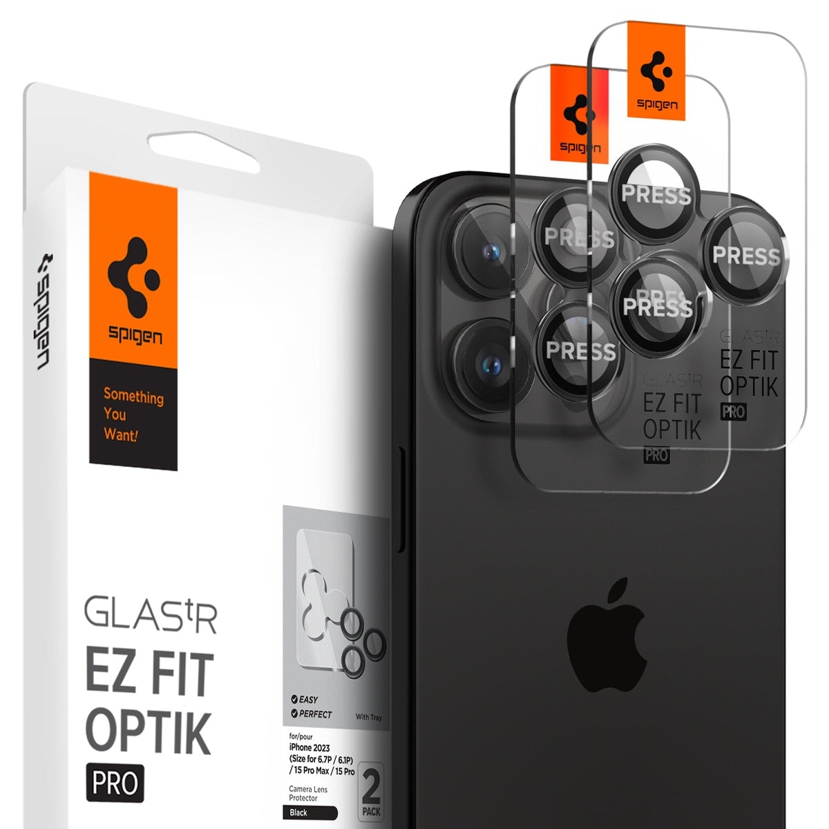 iPhone 15 Pro EZ Fit Optik Pro Lens Protector (2-pack) Black