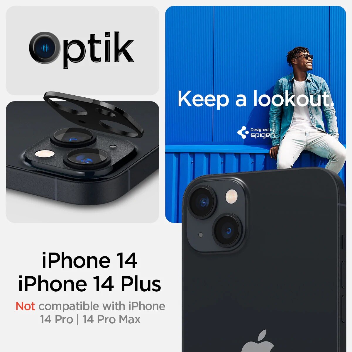 iPhone 14 Optik Lens Protector Black (2-pack)