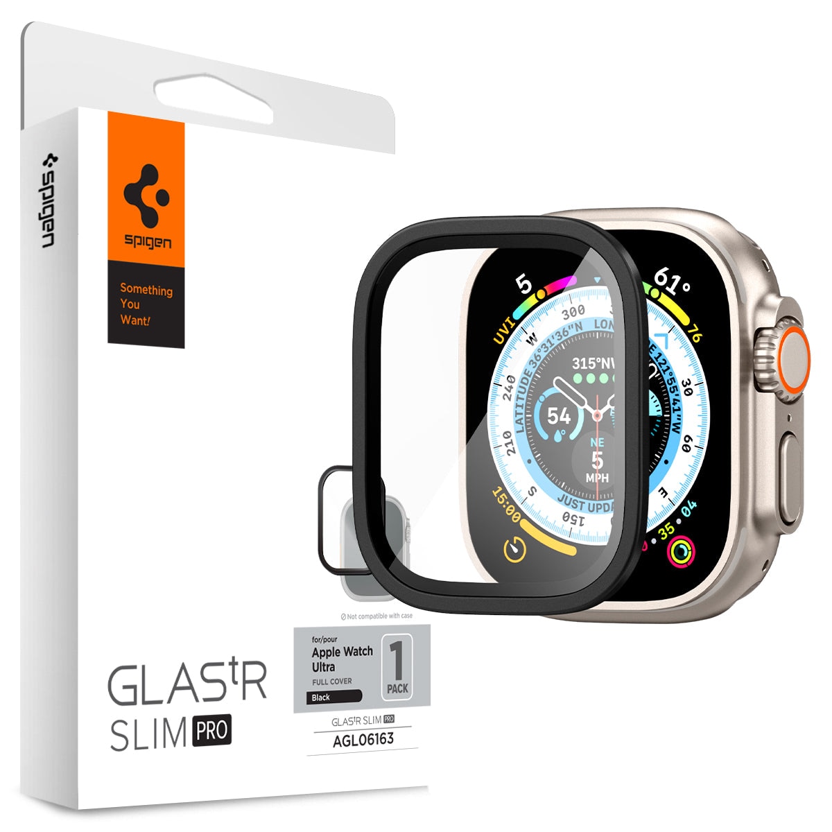 Apple Watch Ultra 49mm Screen Protector Glas.tR Slim Pro musta