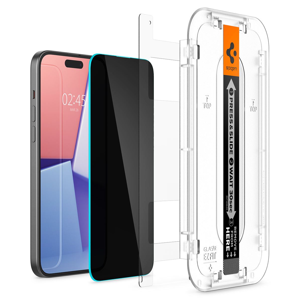 iPhone 15 Plus Screen Protector Privacy GLAS.tR EZ Fit (2-pack)