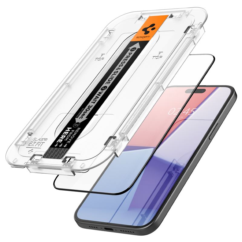 iPhone 15 Screen Protector GLAS.tR Full Cover EZ Fit (2-pack) Black