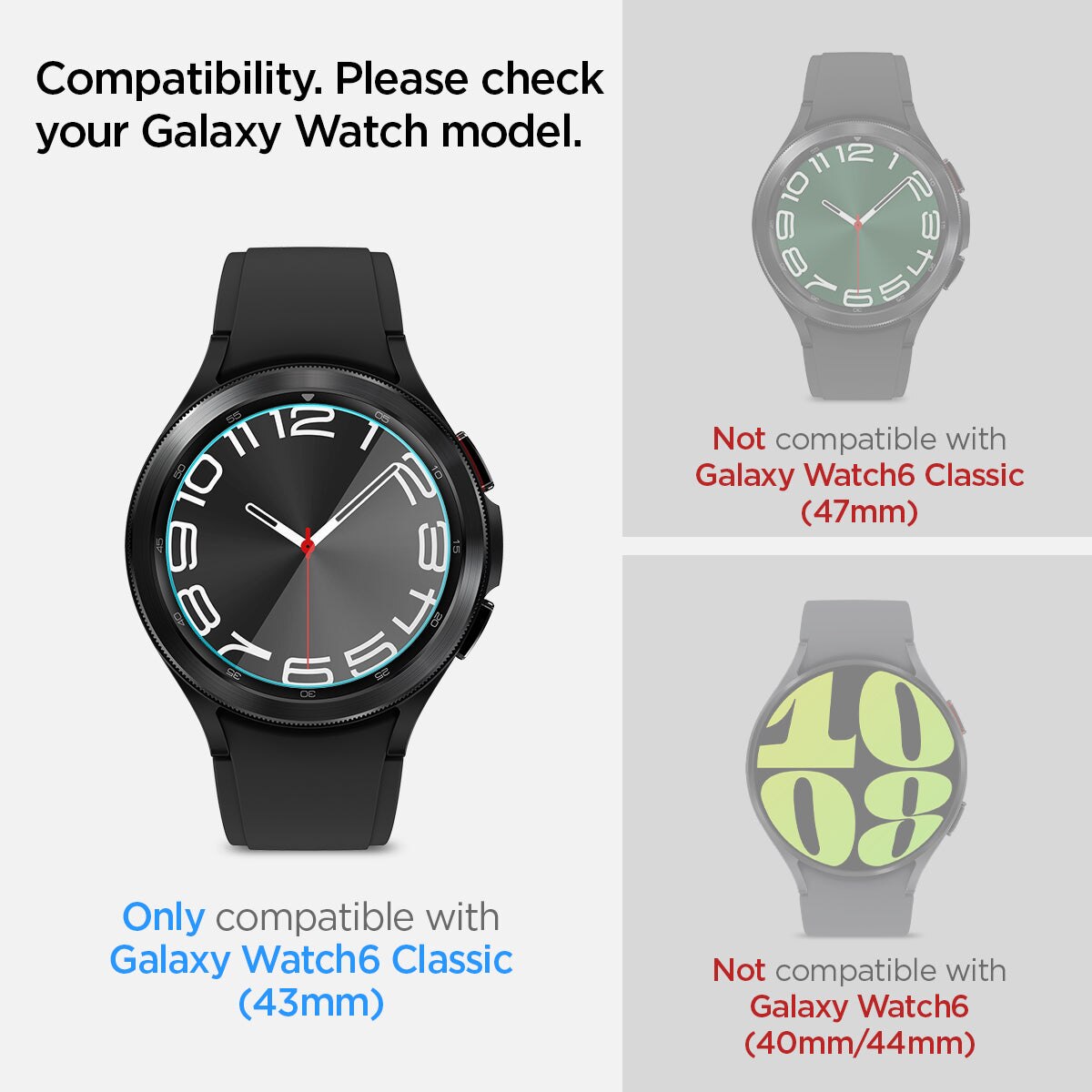 Samsung Galaxy Watch 6 Classic 43mm Screen Protector EZ Fit GLAS.tR (2-pack)