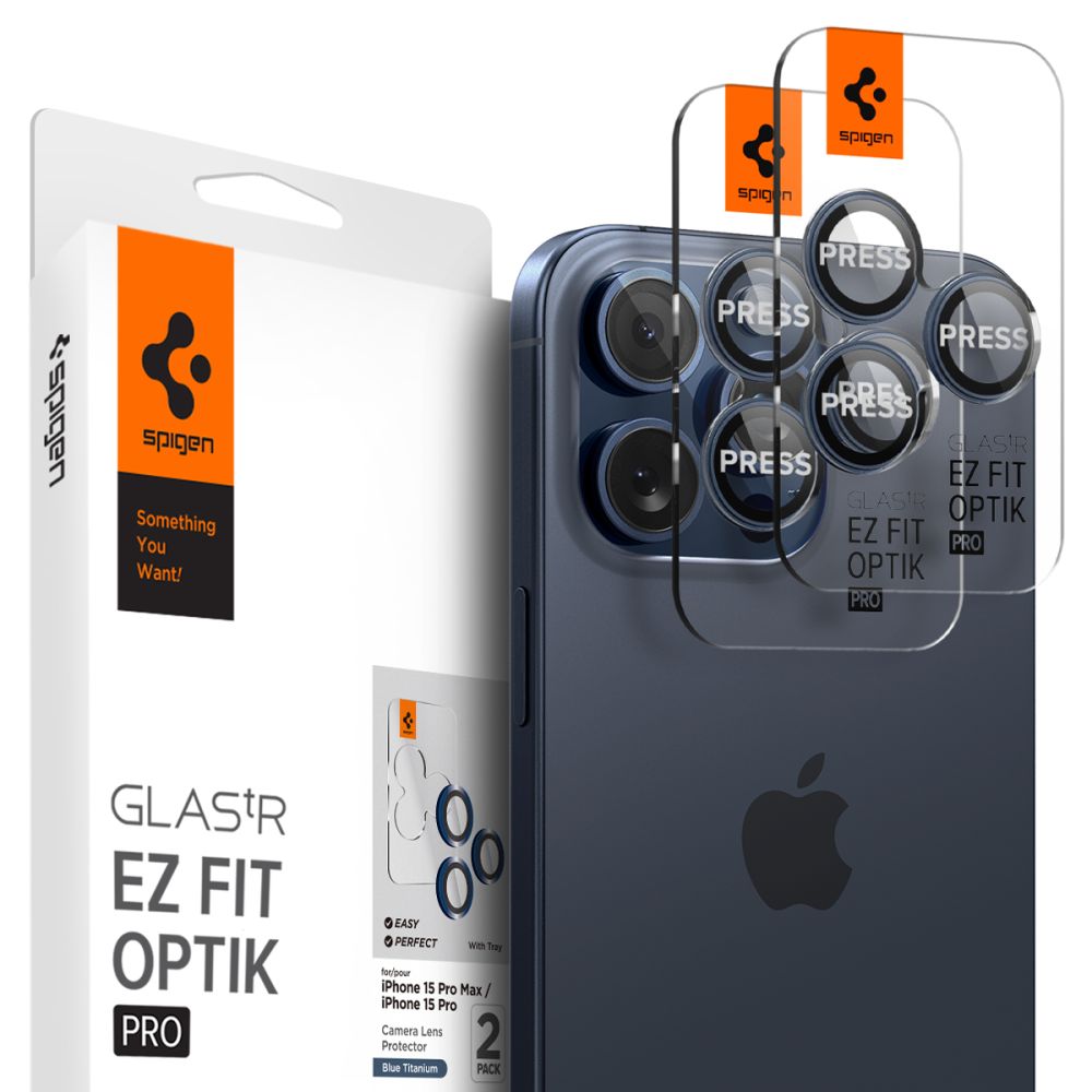 iPhone 15 Pro EZ Fit Optik Pro Lens Protector (2-pack) Blue Titanium