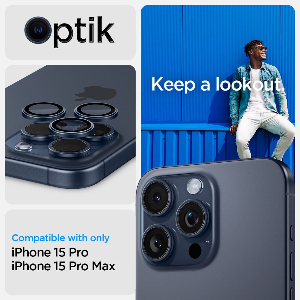 iPhone 14 Pro EZ Fit Optik Pro Lens Protector (2-pack) Blue Titanium