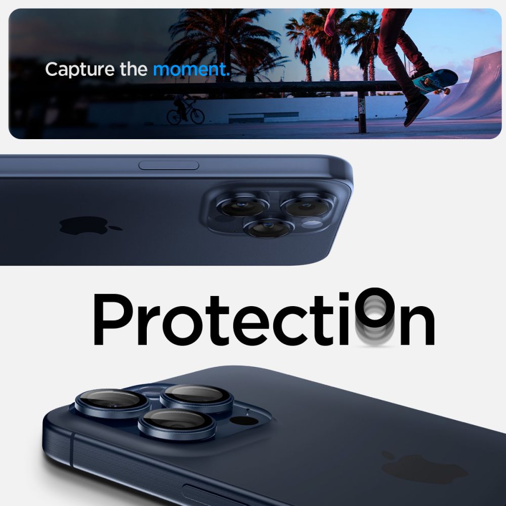 iPhone 15 Pro Max EZ Fit Optik Pro Lens Protector (2-pack) Blue Titanium