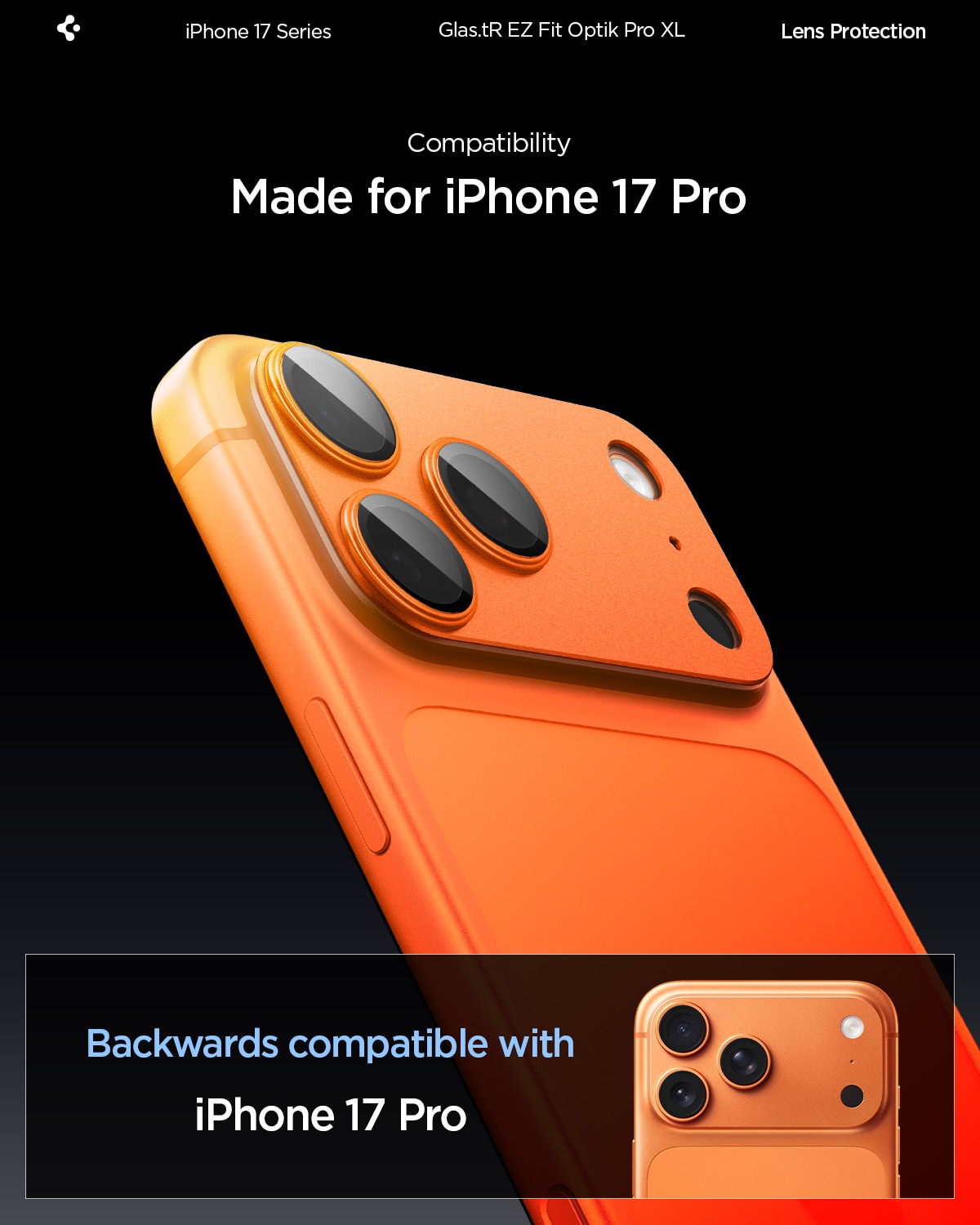 iPhone 17 Pro Glas.tR EZ Fit Optik Pro XL  Oranssi