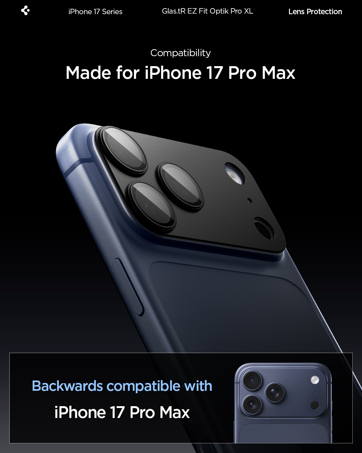 iPhone 17 Pro Max Glas.tR EZ Fit Optik Pro XL  Musta