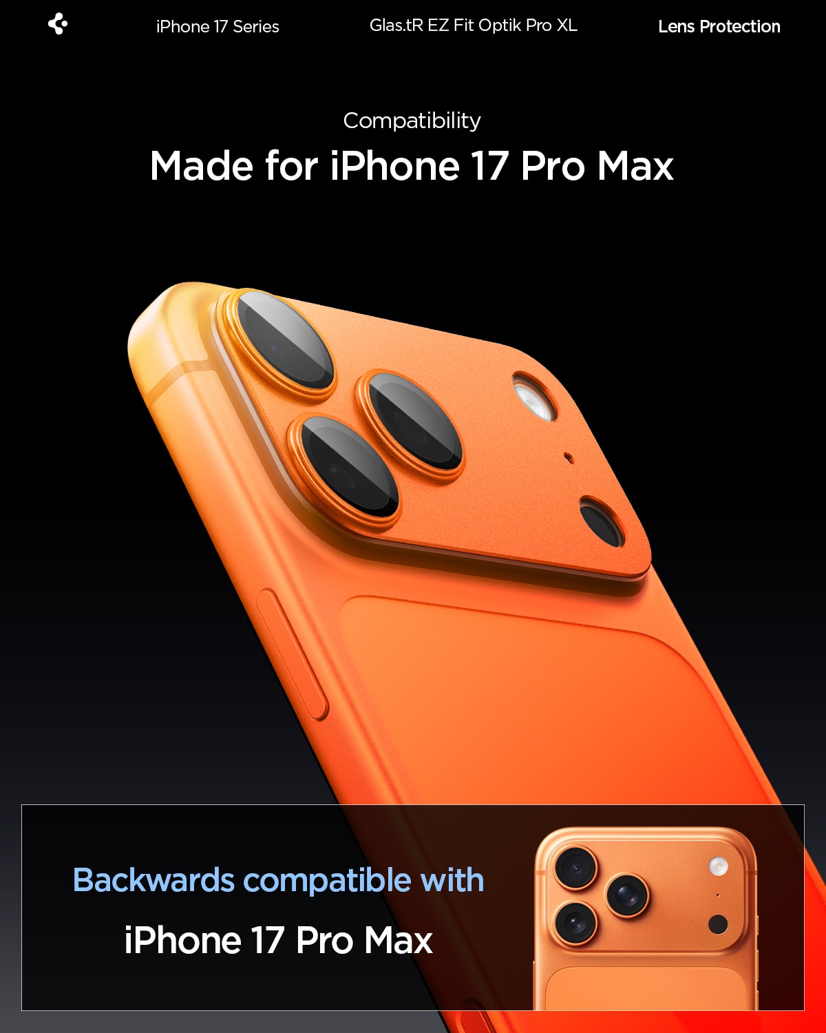 iPhone 17 Pro Max Glas.tR EZ Fit Optik Pro XL  Oranssi