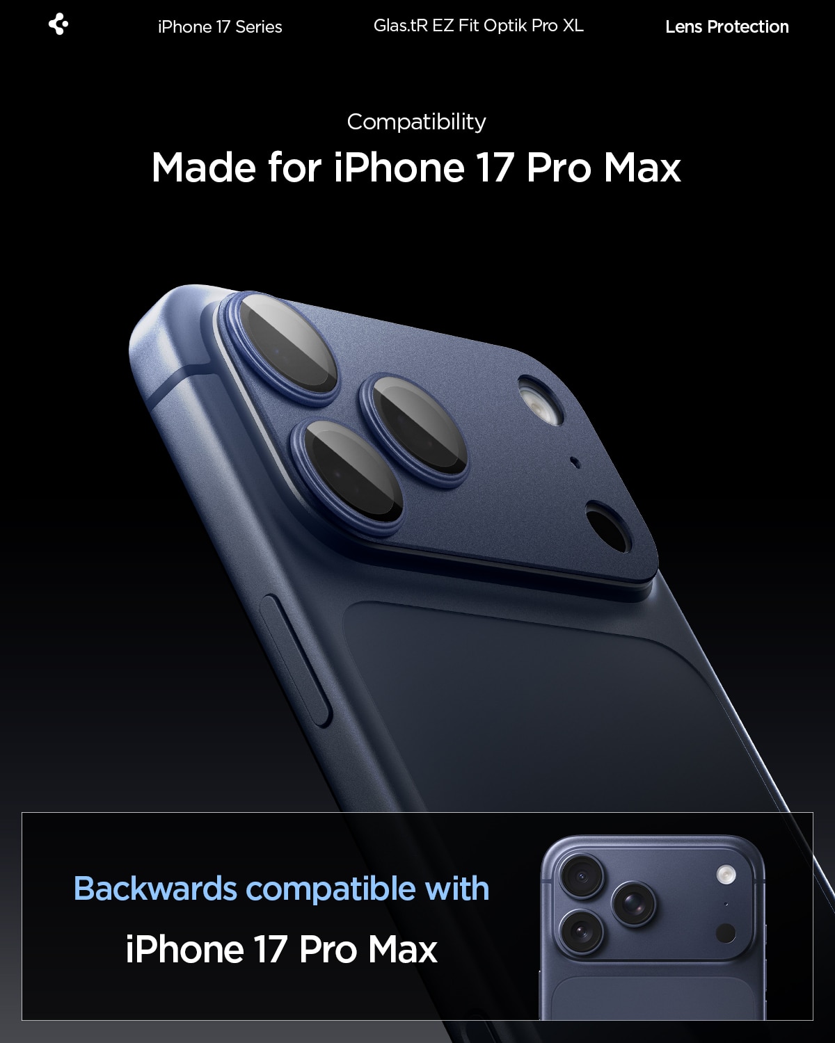 iPhone 17 Pro Max Glas.tR EZ Fit Optik Pro XL  Sininen