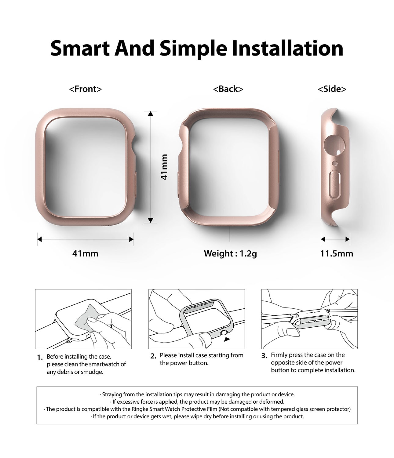 Slim Case (2-pack) Apple Watch 41mm Series 7 Pink & Clear