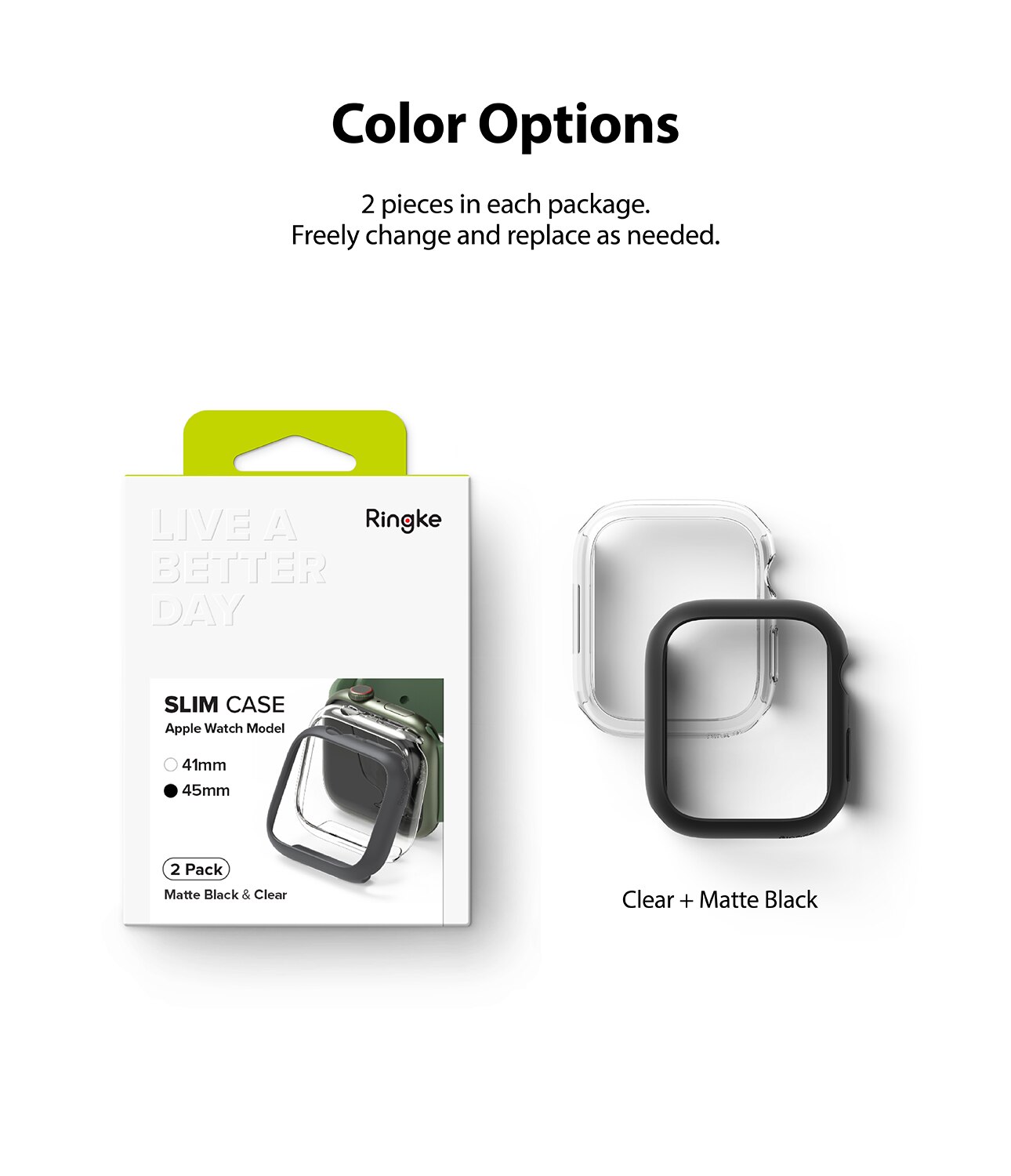 Slim Case (2-pack) Apple Watch Series 9 45mm Monivärinen/kuvioitu