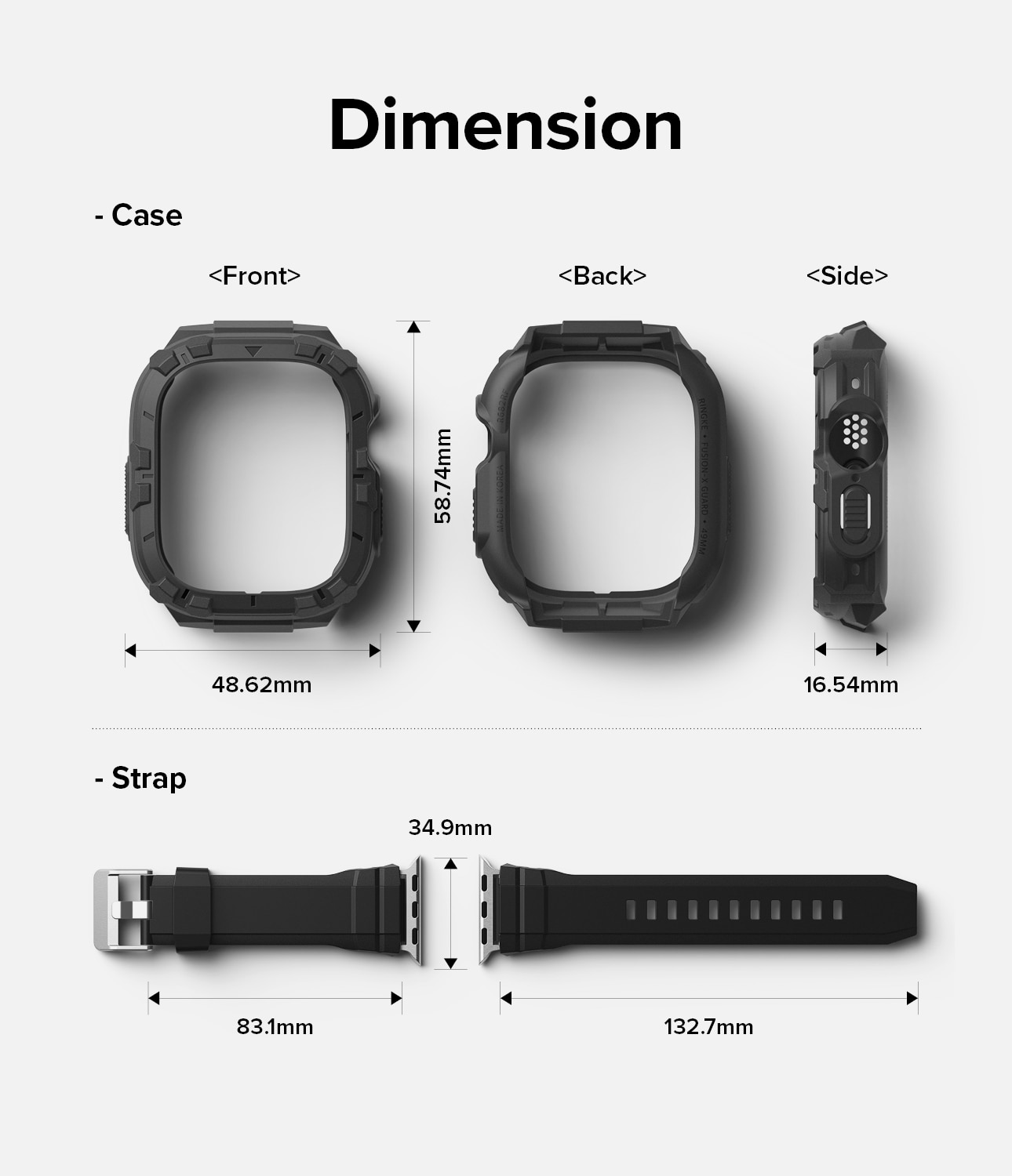 Fusion-X Guard Case+Band Apple Watch Ultra 49mm Black