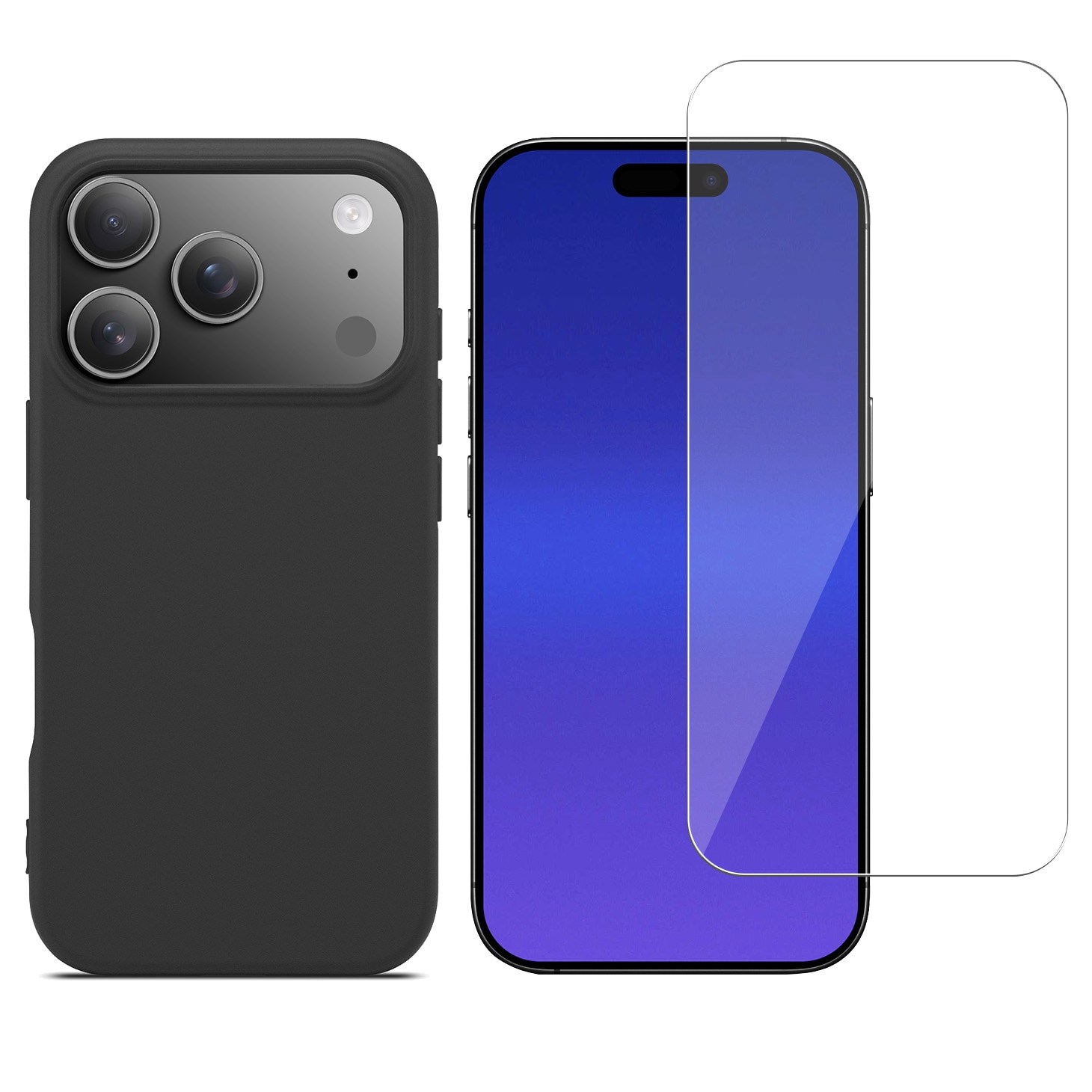 iPhone 17 Pro Max Setti TPU-suojakuori MagSafe ja Näytönsuoja lasi Musta