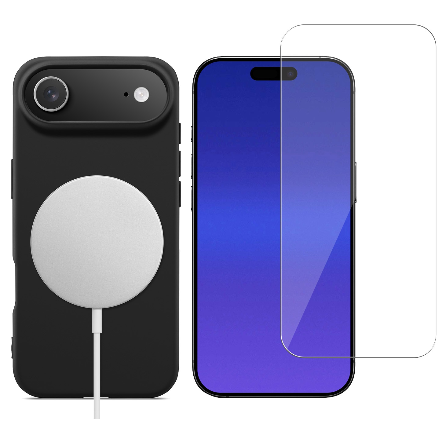 iPhone Air Setti TPU-suojakuori MagSafe ja Näytönsuoja lasi Musta