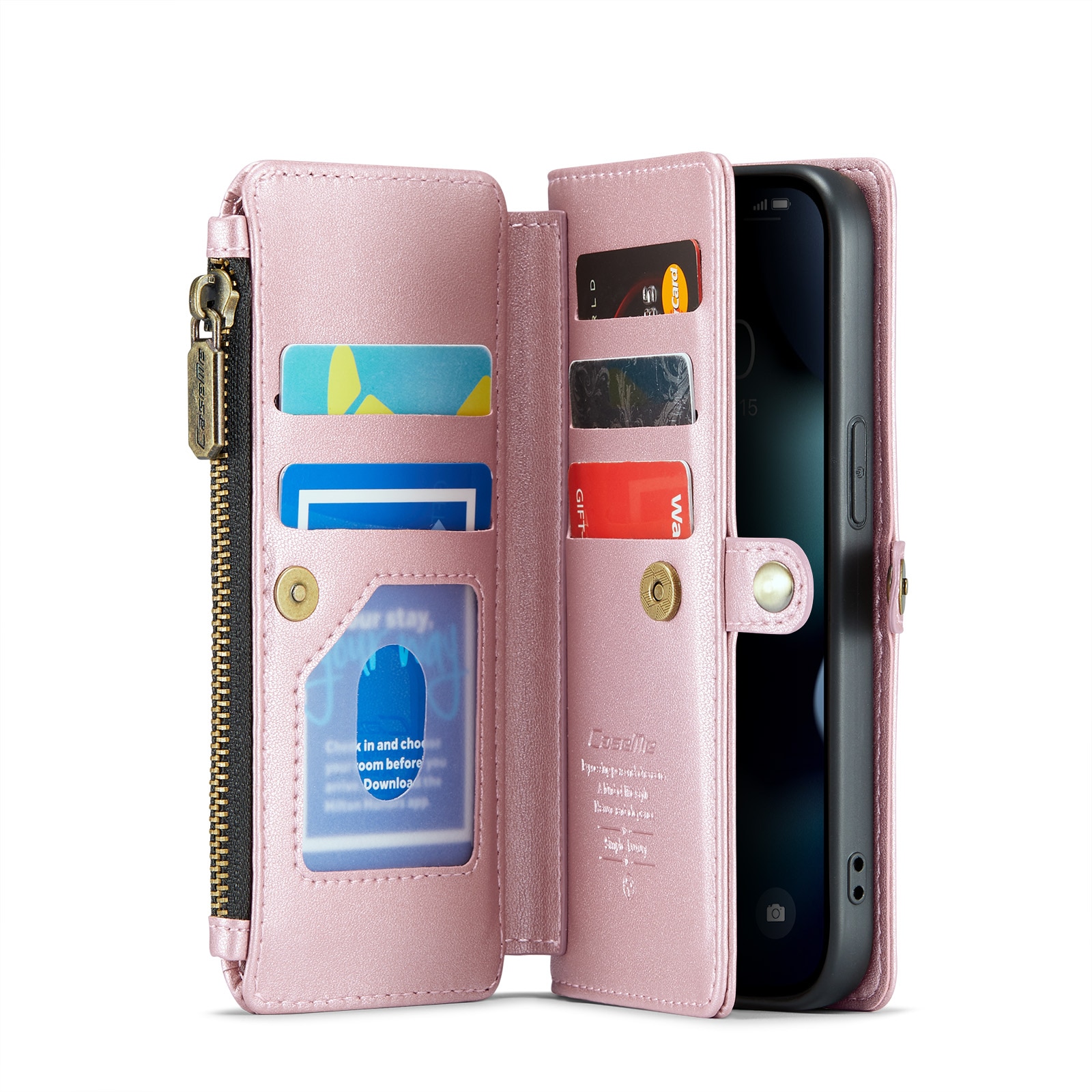 Lompakkolaukku iPhone 13 Pro vaaleanpunainen