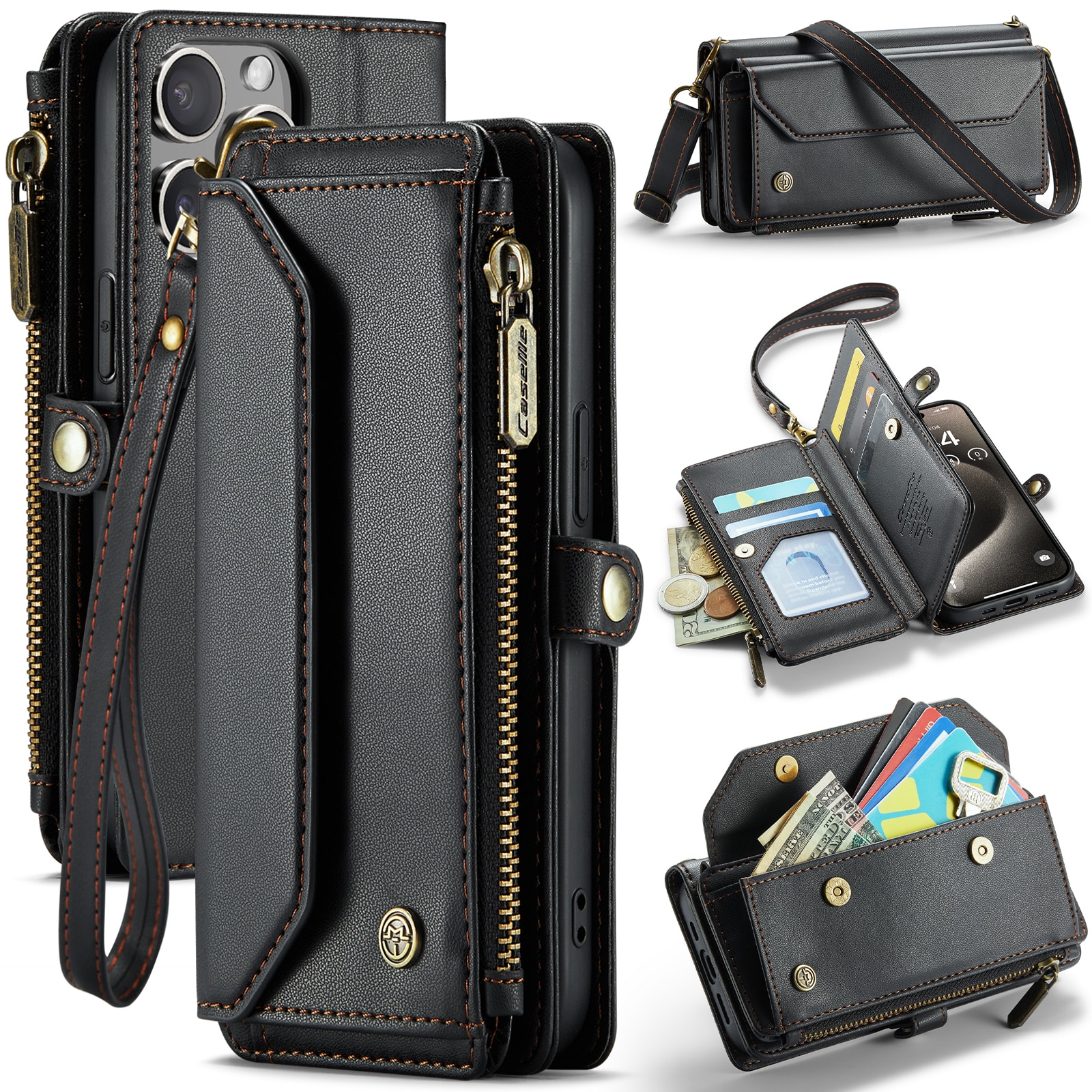 Lompakkolaukku iPhone 15 Pro musta