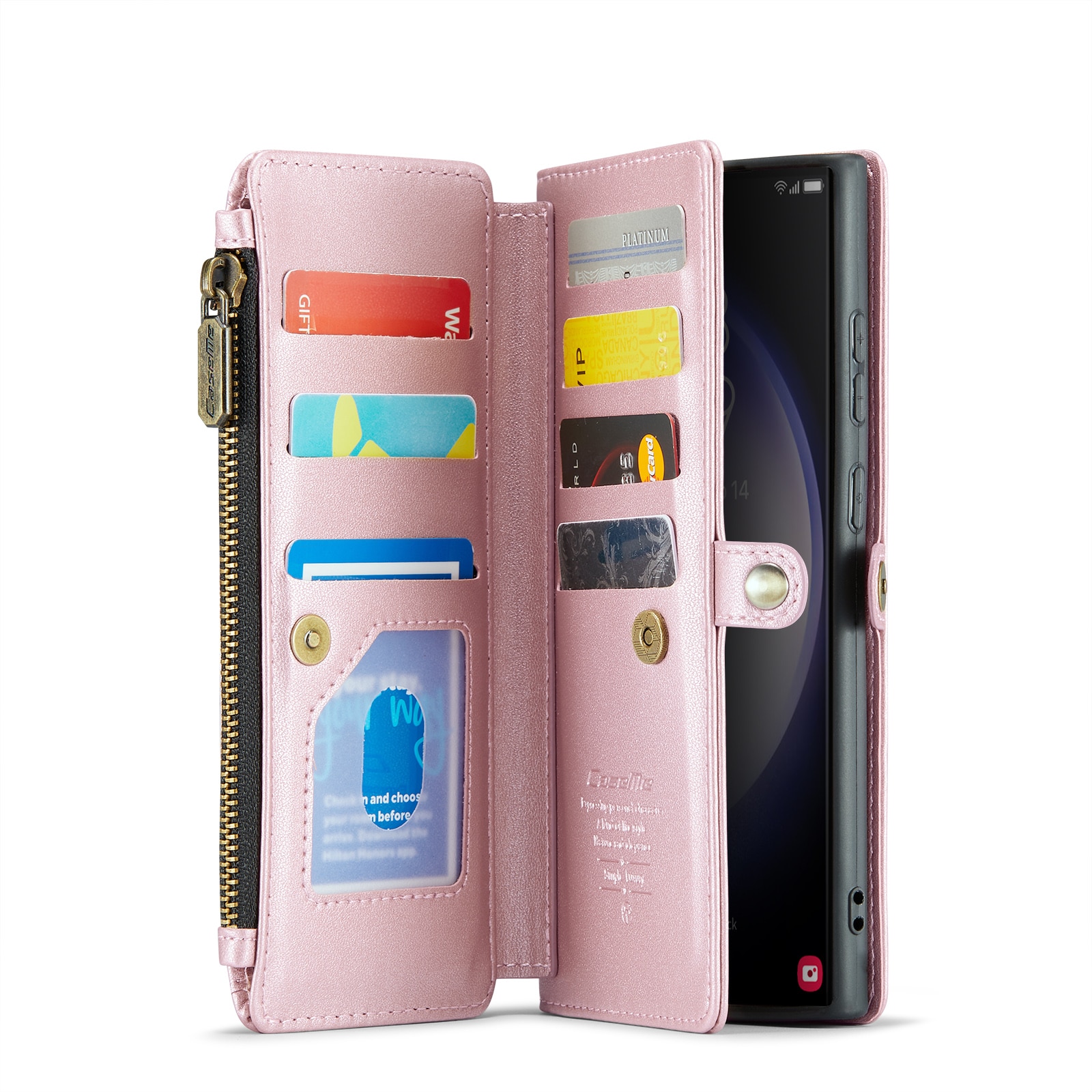 Lompakkolaukku Samsung Galaxy S23 Ultra vaaleanpunainen