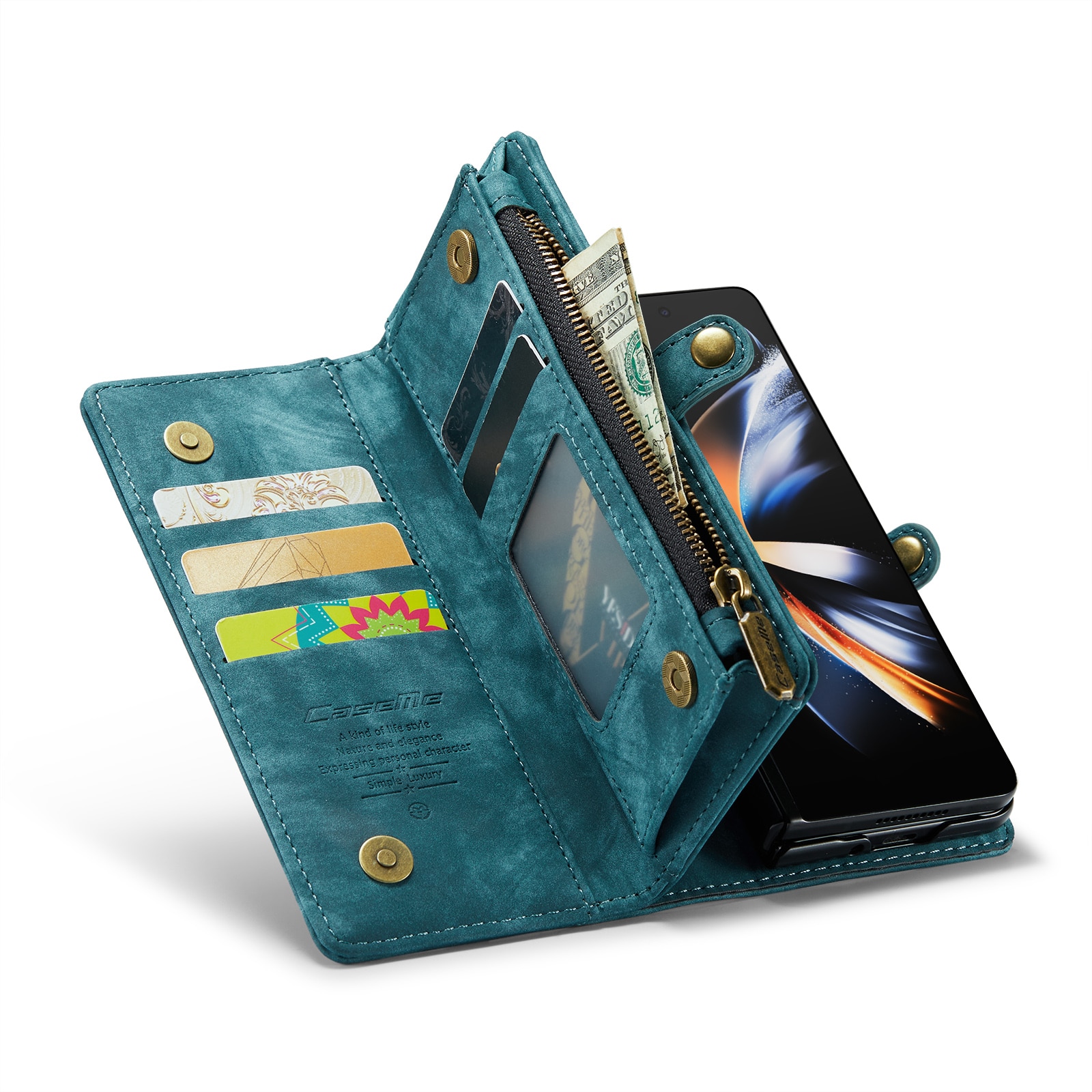 Multi-slot Suojakotelo Samsung Galaxy Z Fold 5 sininen