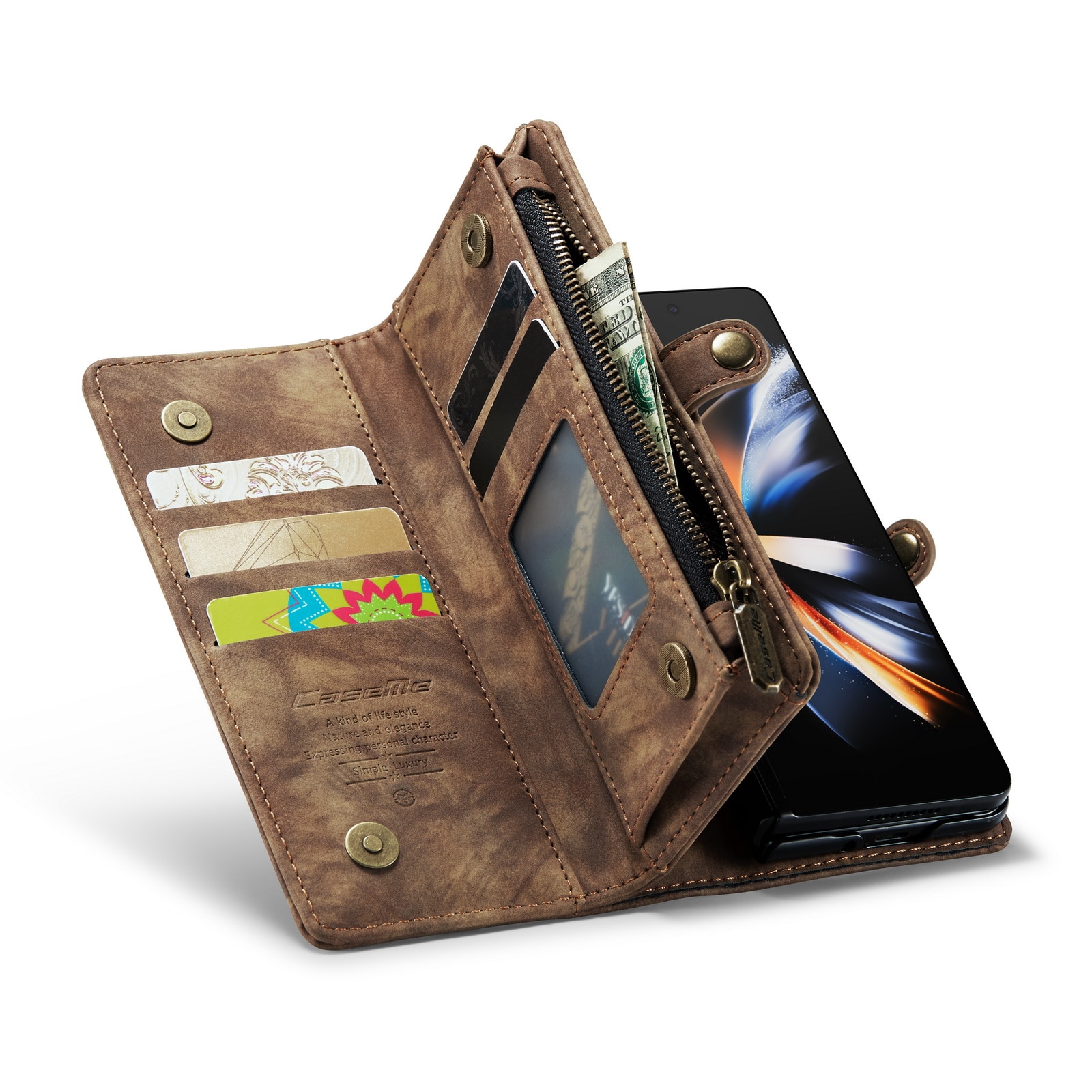 Multi-slot Suojakotelo Samsung Galaxy Z Fold 5 ruskea