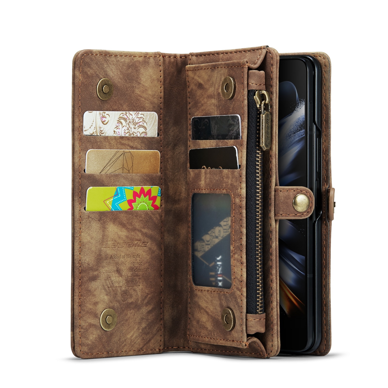 Multi-slot Suojakotelo Samsung Galaxy Z Fold 5 ruskea