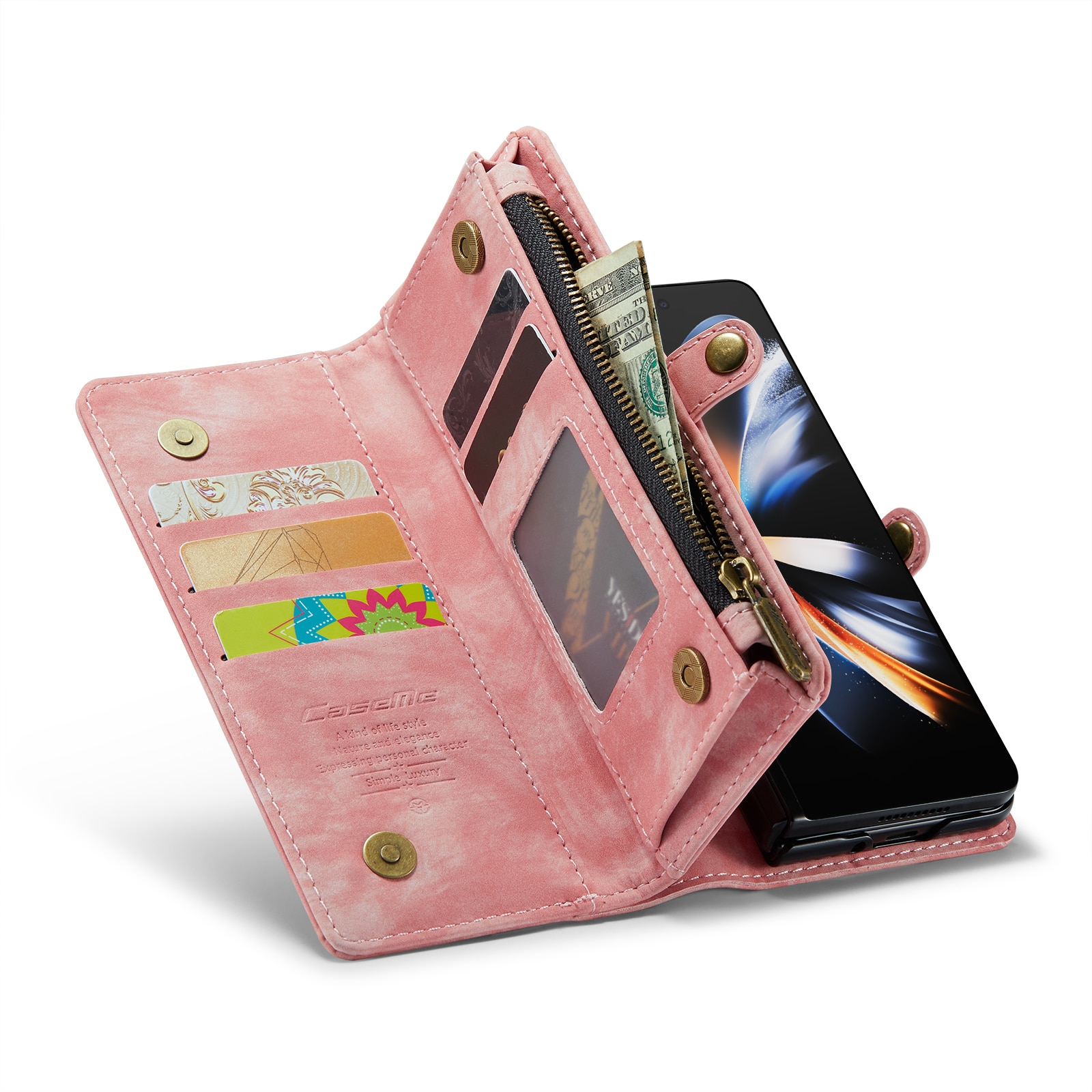 Multi-slot Suojakotelo Samsung Galaxy Z Fold 4 vaaleanpunainen