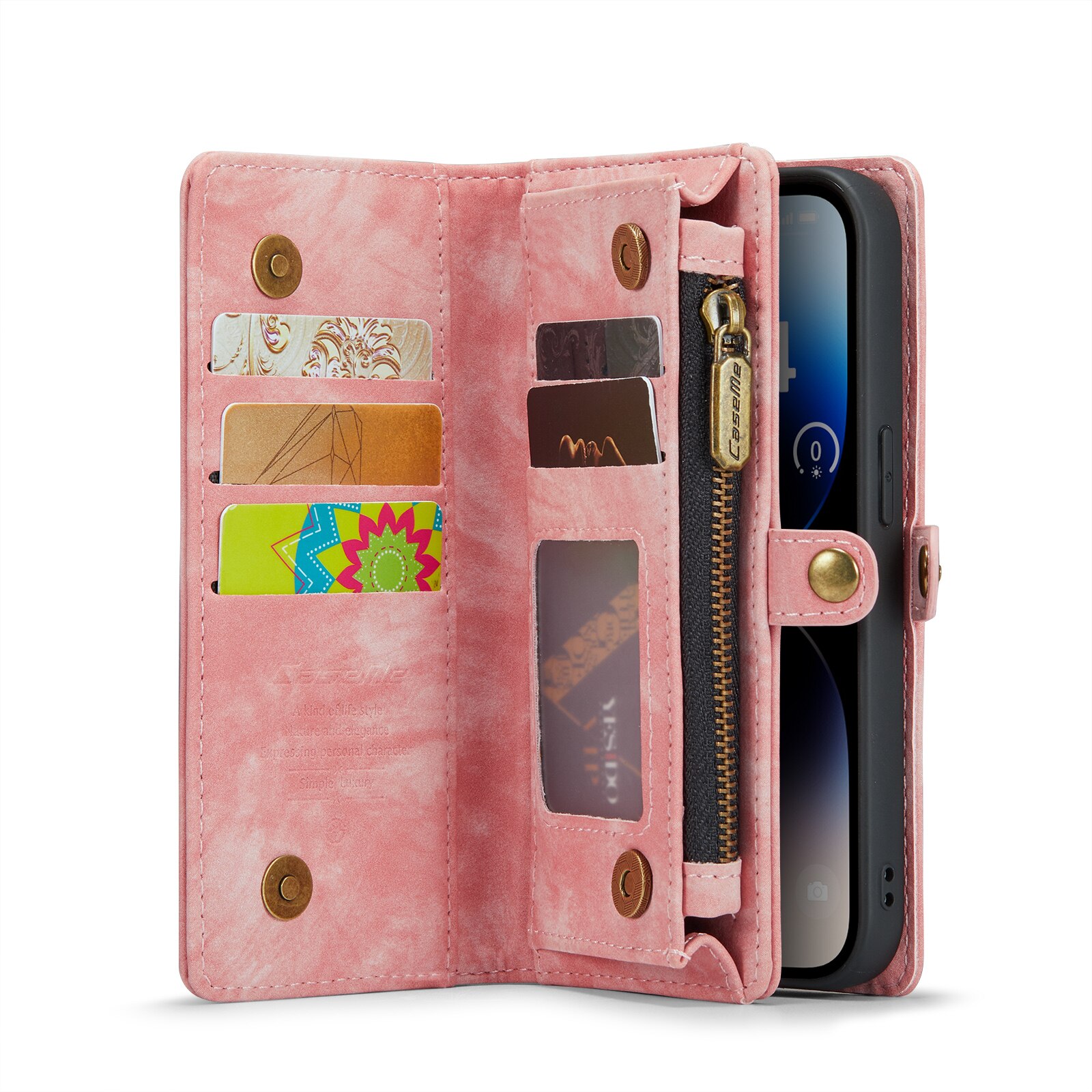 Multi-slot Suojakotelo iPhone 14 Pro Max Vaaleanpunainen