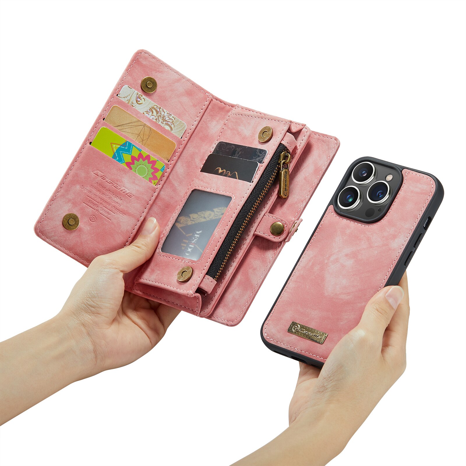 Multi-slot Suojakotelo iPhone 14 Pro Max Vaaleanpunainen
