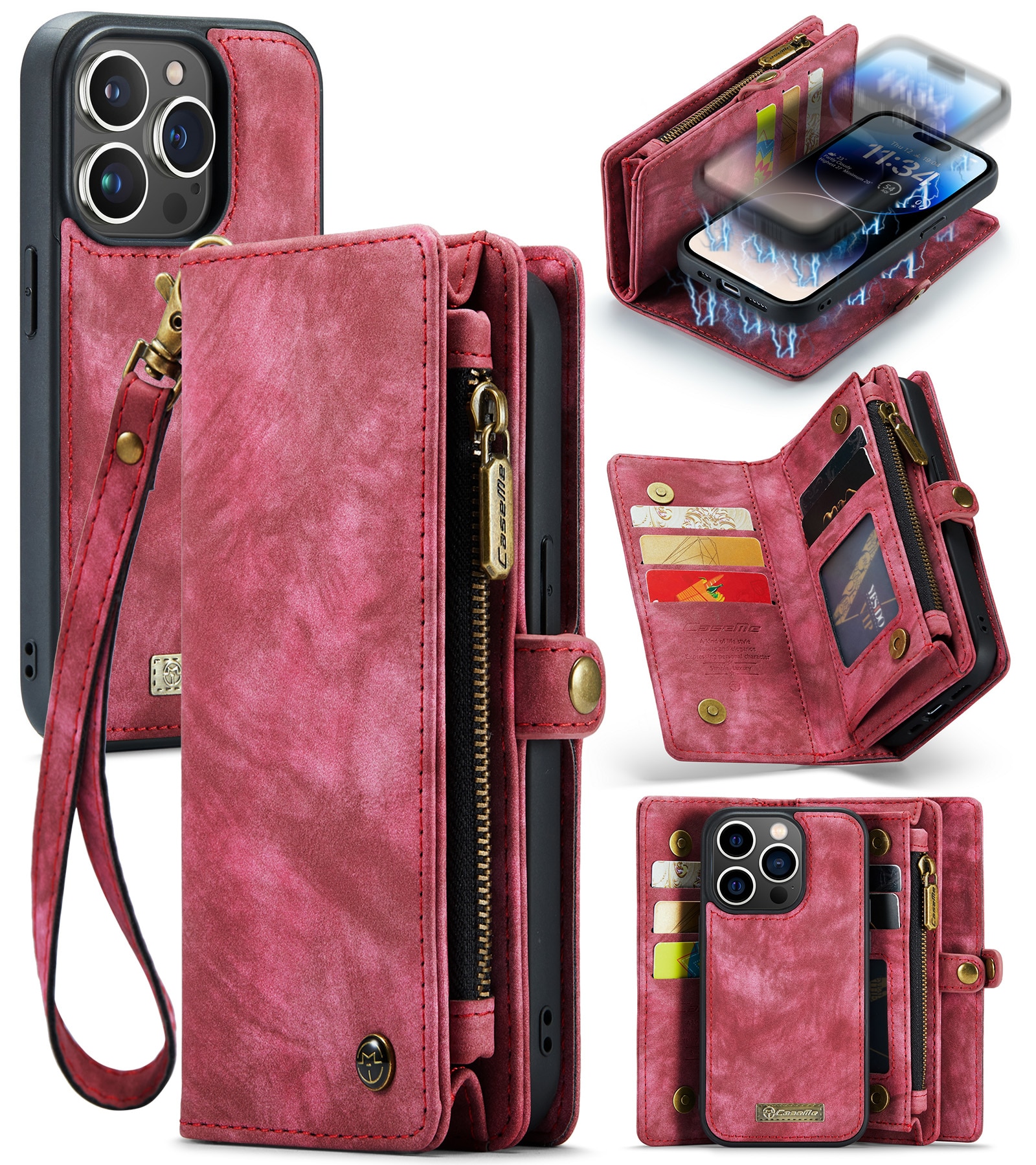 Multi-slot Suojakotelo iPhone 14 Pro Max Punainen