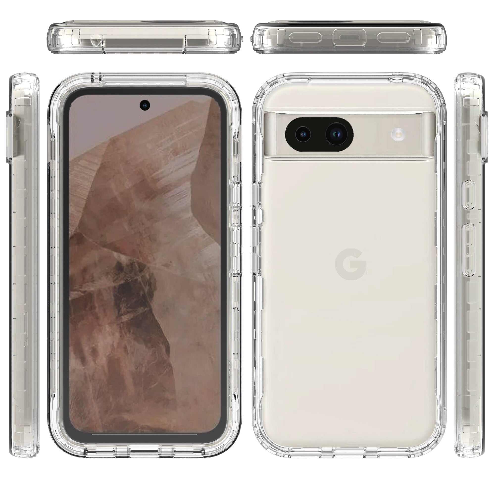 Full Protection Case Google Pixel 8a läpinäkyvä