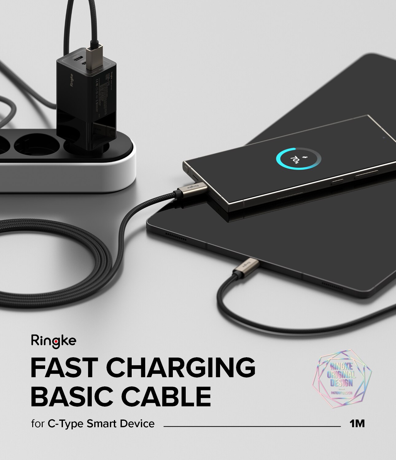 Fast Charging Basic Kaapeli USB-A -> USB-C 1m musta