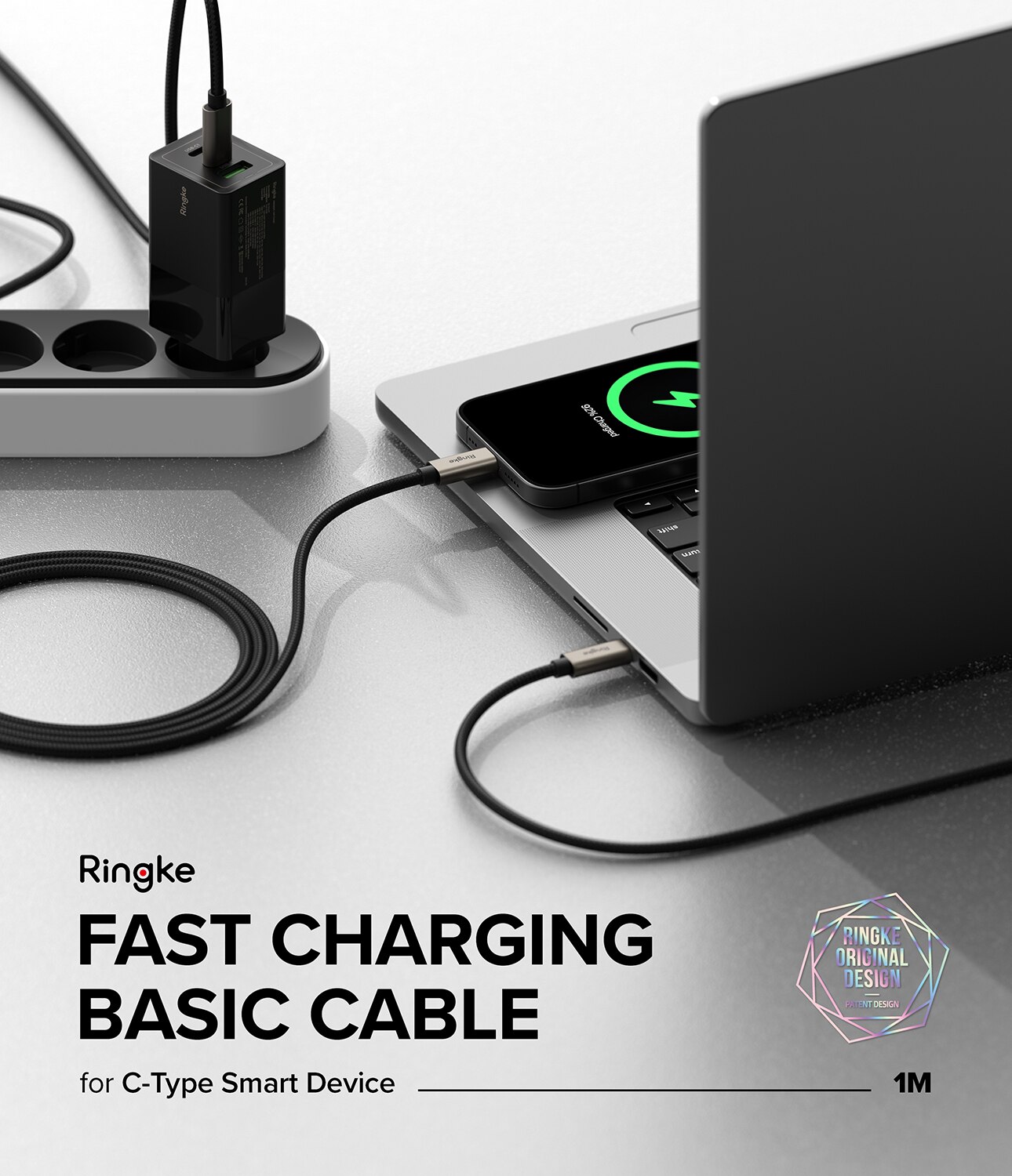 Fast Charging Basic Kaapeli USB-C -> USB-C 1m musta