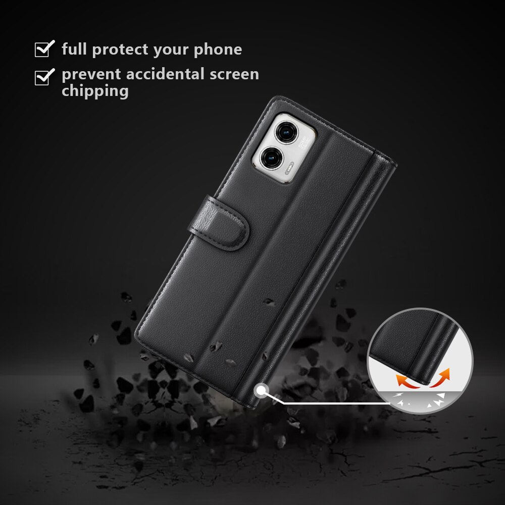 Aito Nahkakotelo Motorola Moto G73 Musta