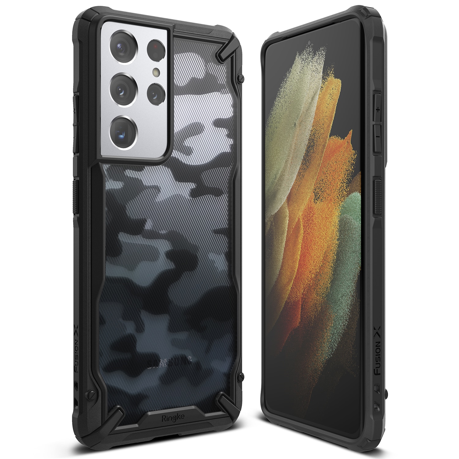 Fusion X Design Case Galaxy S22 Ultra Camo Black