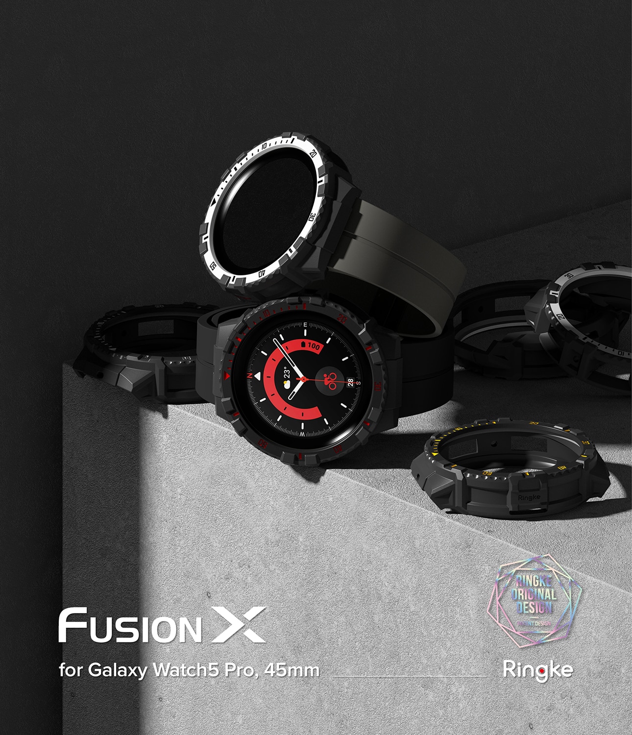 Fusion X Kuori Samsung Galaxy Watch 5 Pro 45mm Black (Red Index)