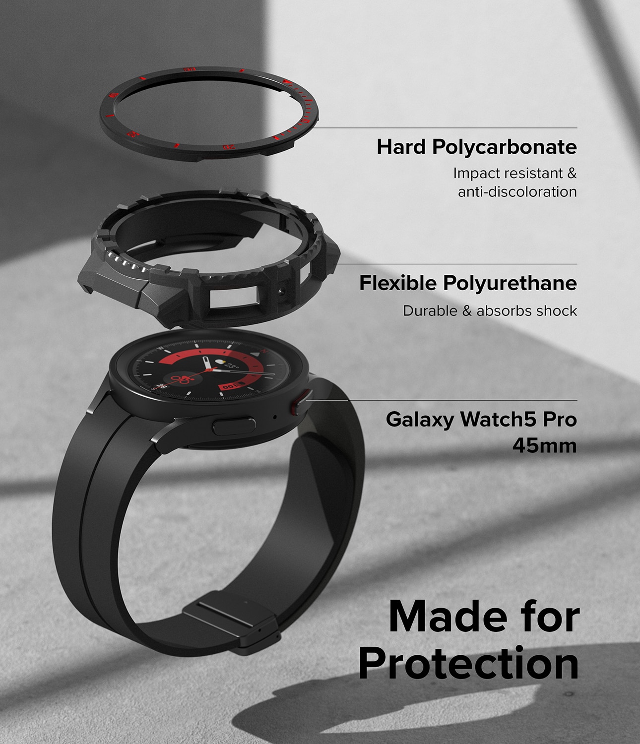 Fusion X Kuori Samsung Galaxy Watch 5 Pro 45mm Black (Red Index)