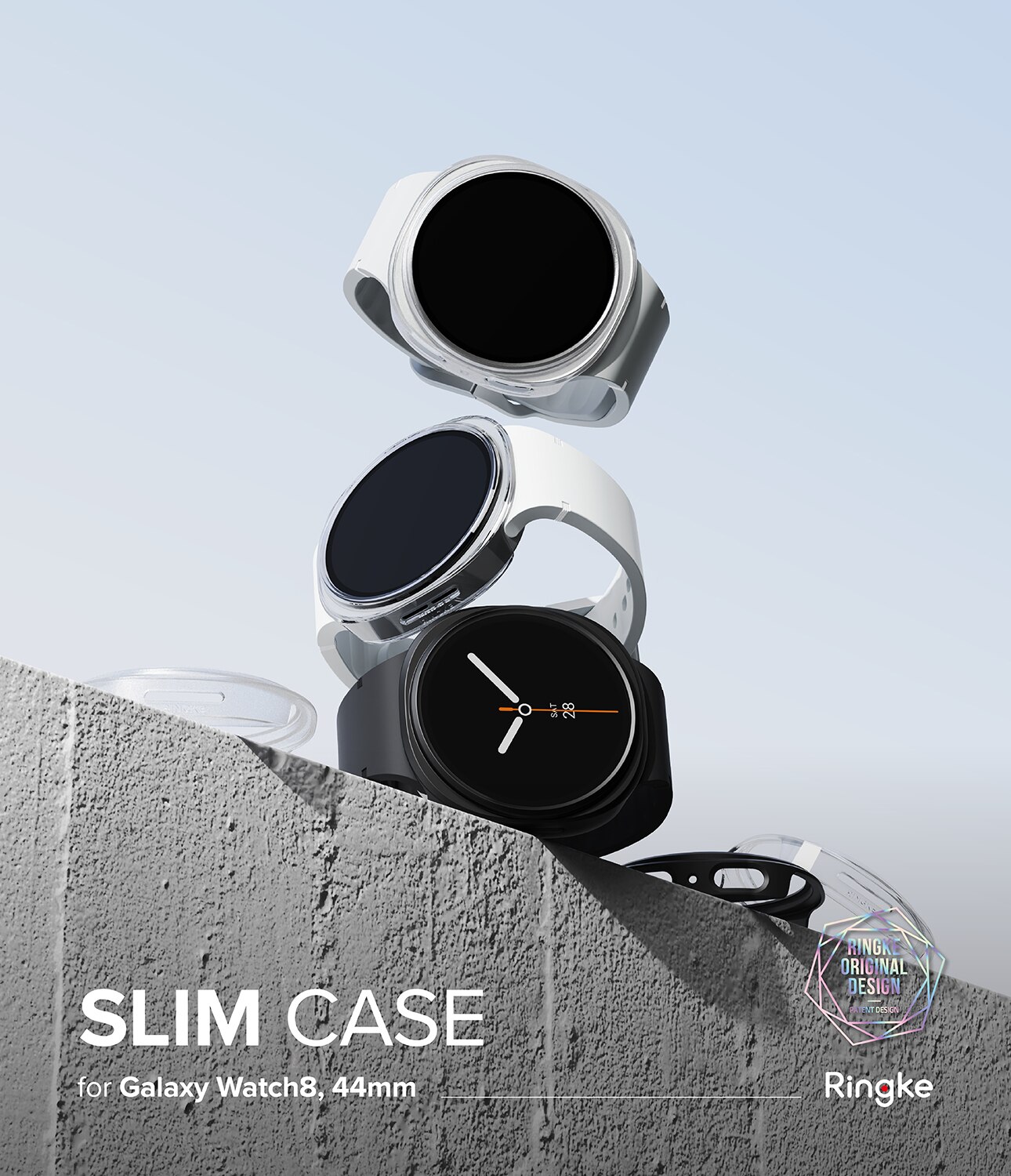 Slim Case (2-pack) Samsung Galaxy Watch 8 44mm Matte Black & Clear