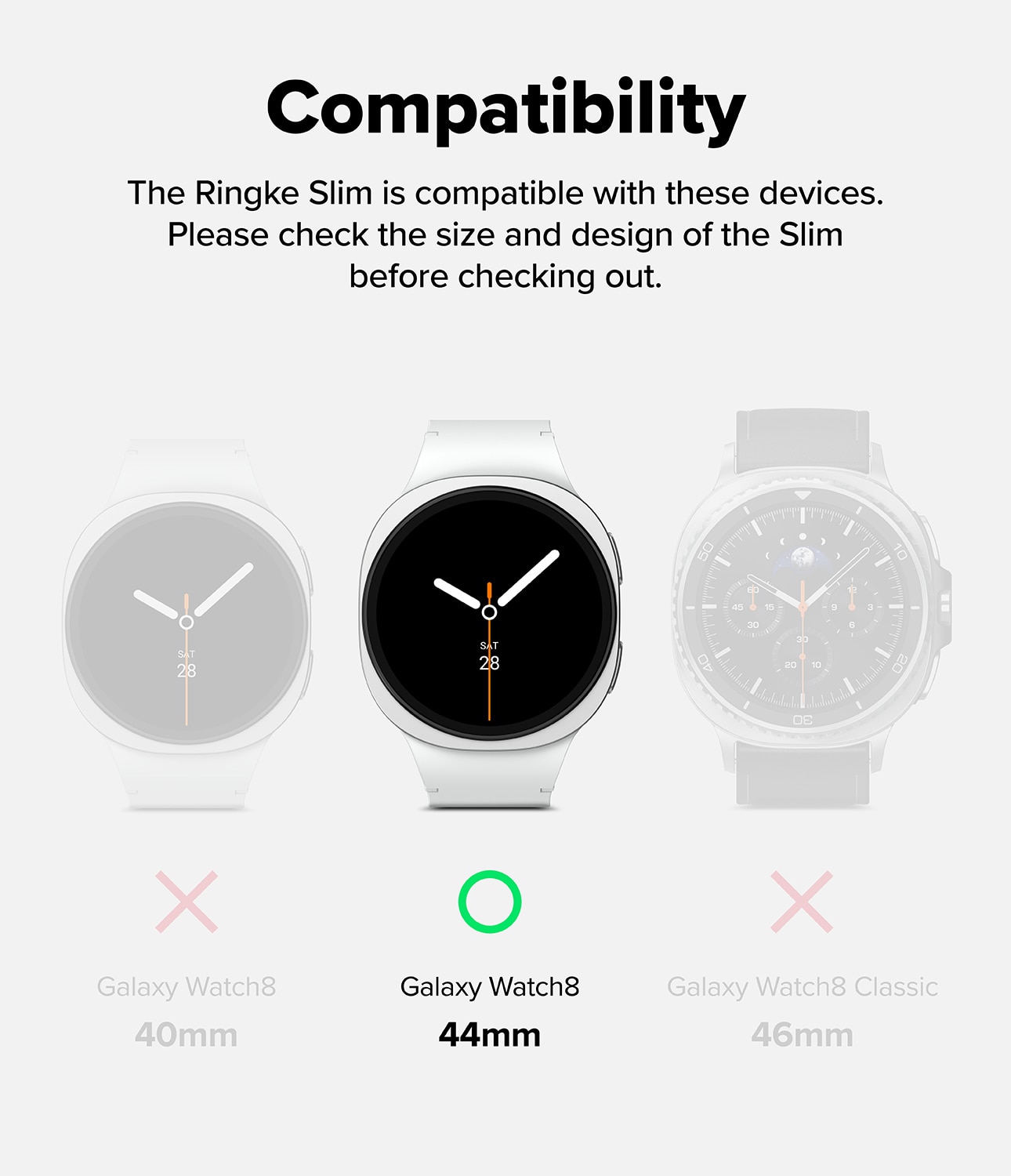 Slim Case (2-pack) Samsung Galaxy Watch 8 44mm Matte Black & Clear