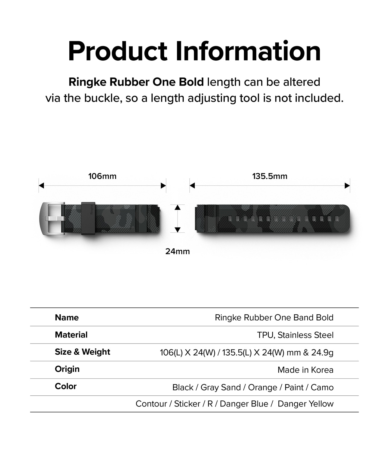 Rubber One Bold Band 20mm Lug Width Camo