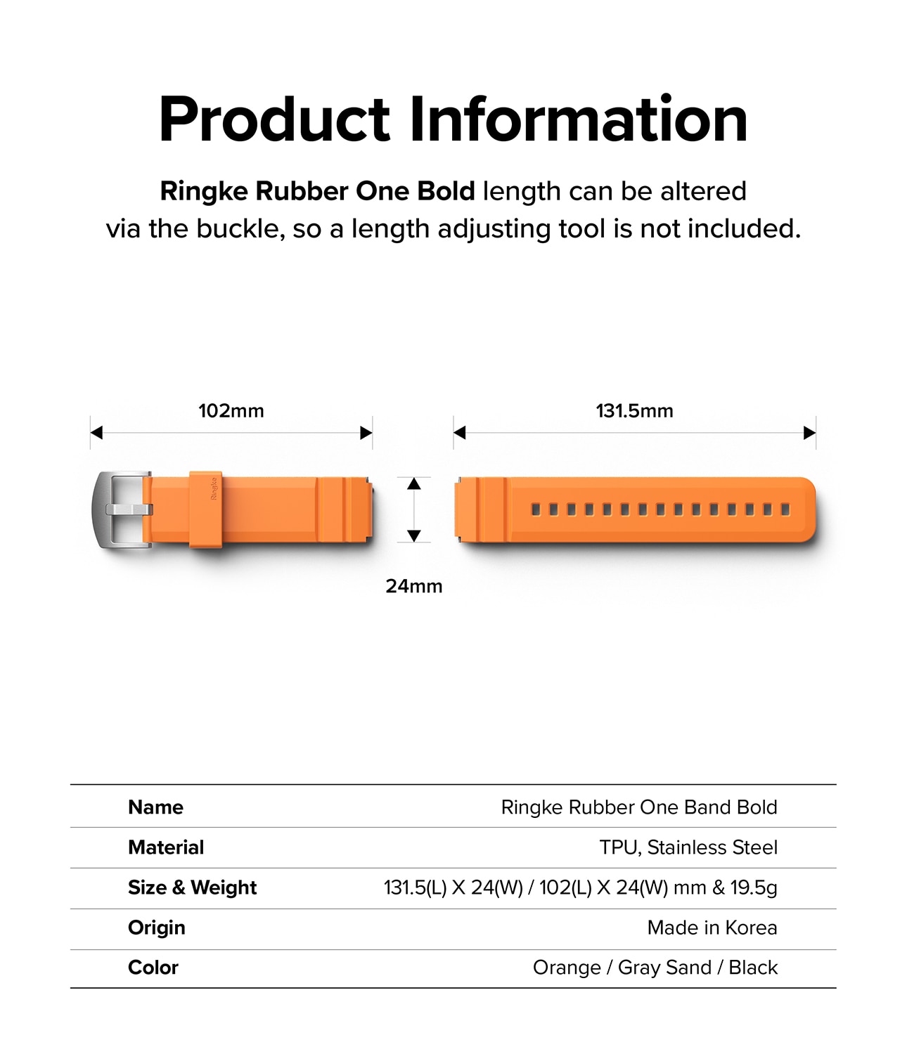 Rubber One Bold Band Garmin Forerunner 165 Orange